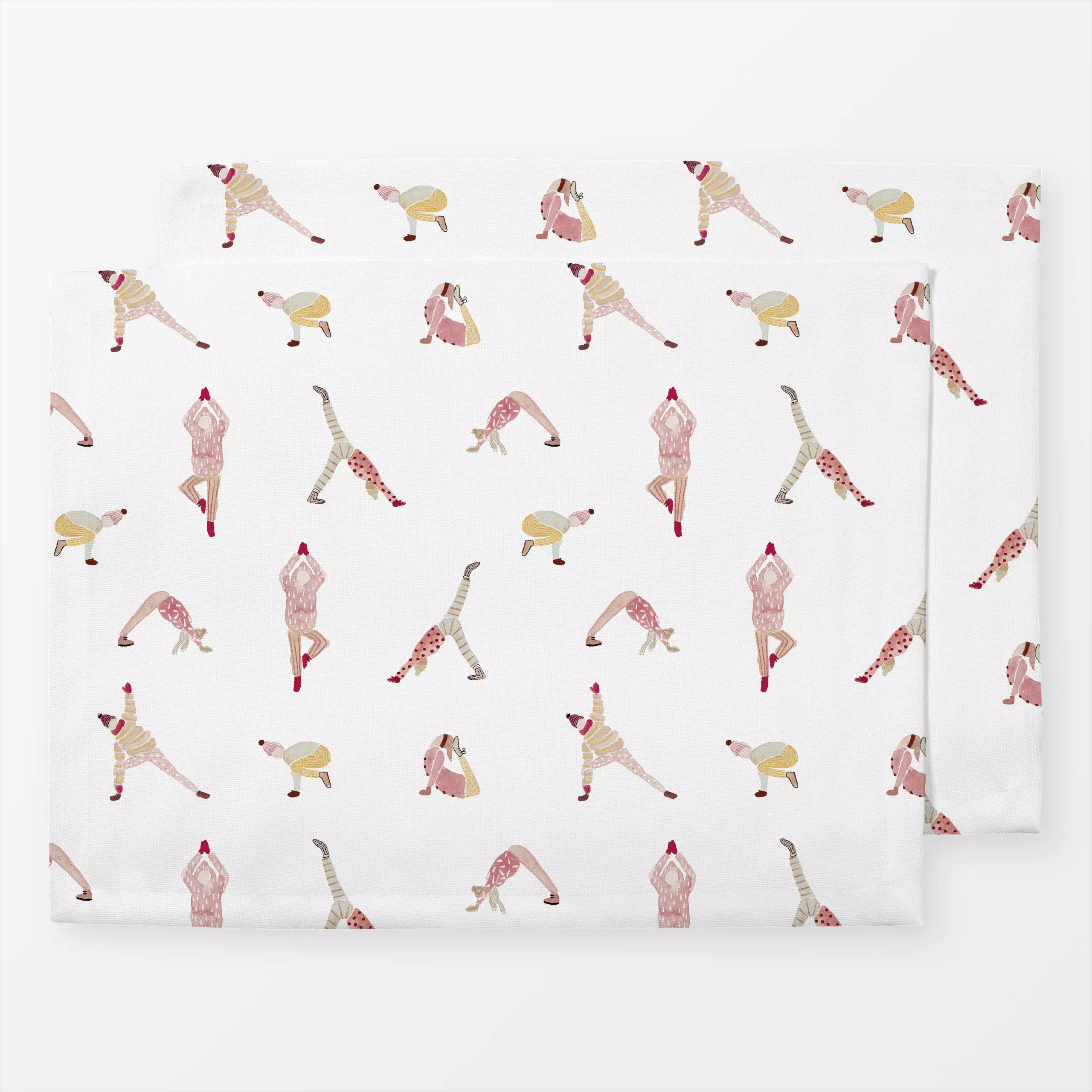 Tischset Winter Yoga People - Sport, Winter - von „Farina Kuklinski"; Yoga, Winter, bunt, menschen