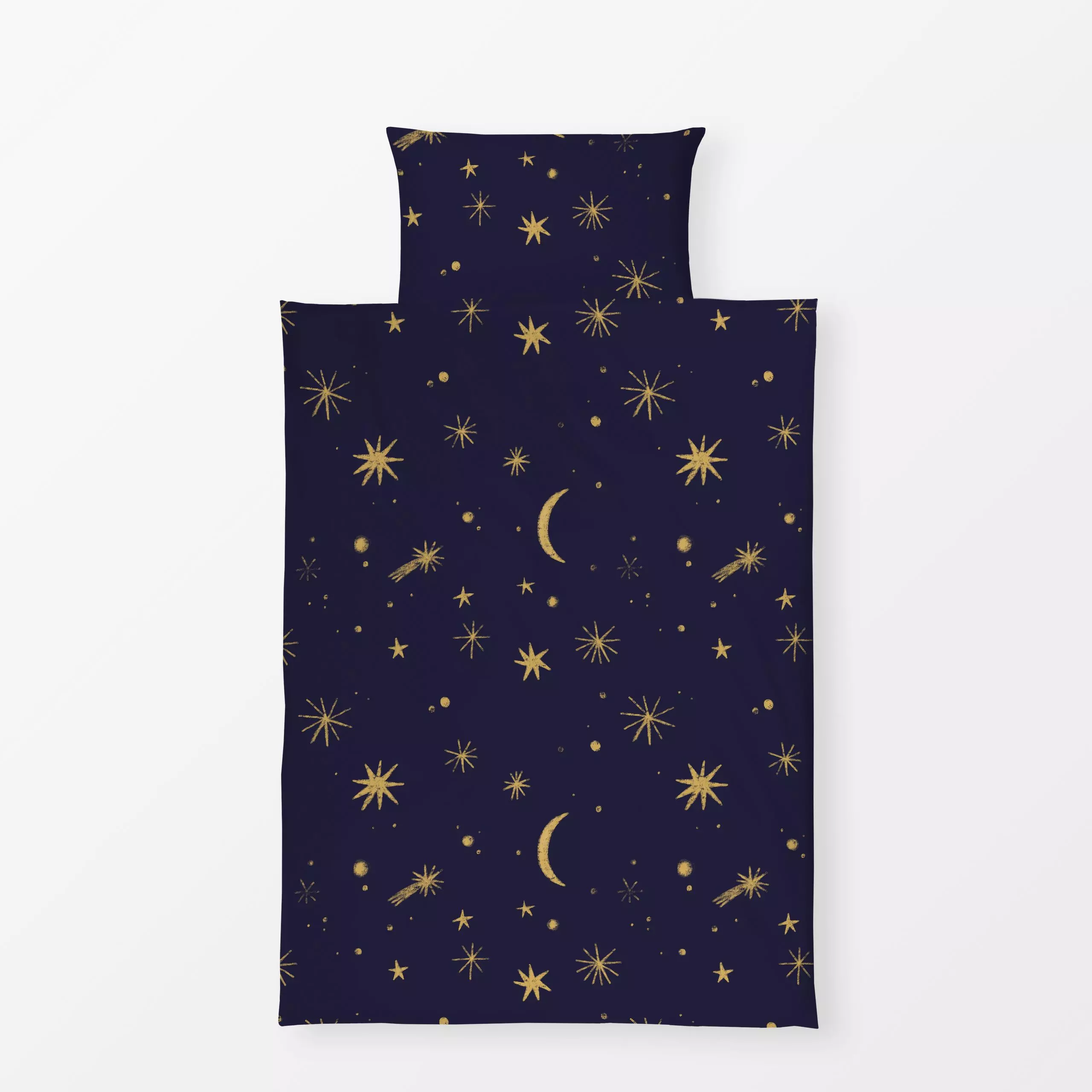 Bettwäsche Sternenhimmel - Astronomie & Weltraum - von „Paulina Rauh"; Illustration, Kinder, Sterne, Mond, Kinderzimmer, gol...