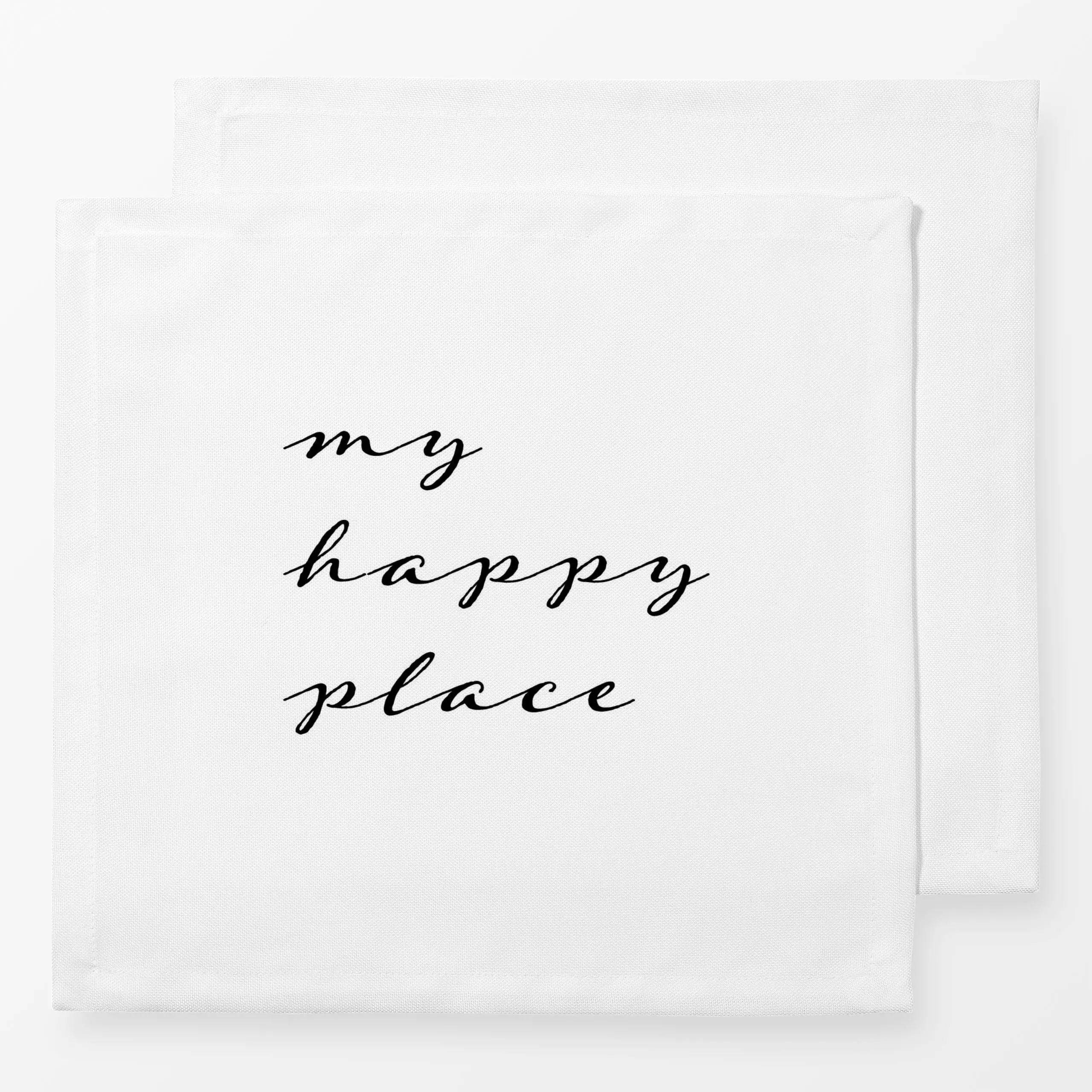 Servietten My Happy Place black - Sprüche & Schriftzüge - von „Studio ROSAGRAU"; typografie, Lettering, Happy, homedecor, ha...