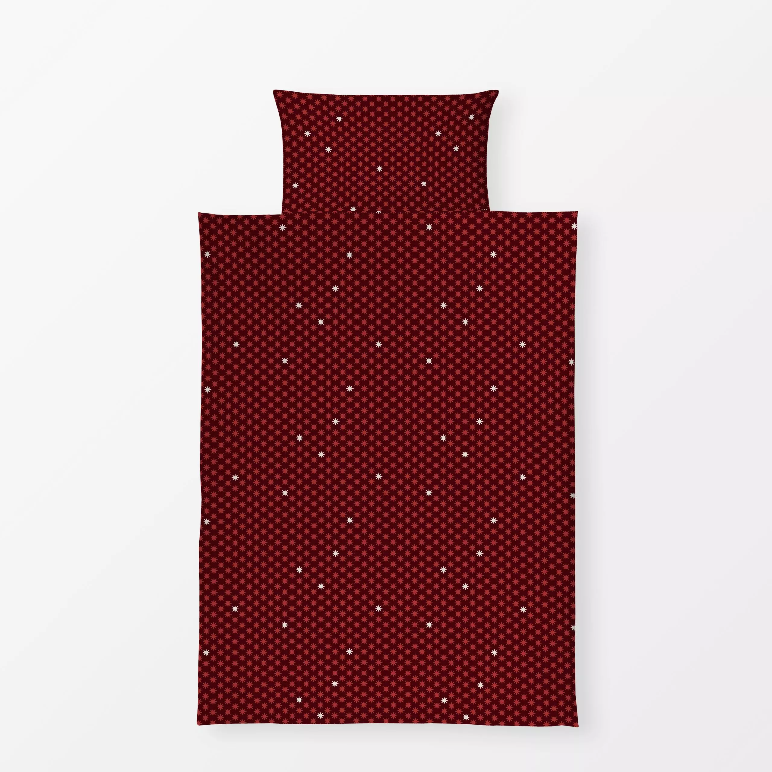 Bettwäsche Sterne rot - Weihnachten, Anlässe - von „Studio Kesse"; Muster, Sterne, Weihnachten, Scandi, Nordic, Weihnachtsde...