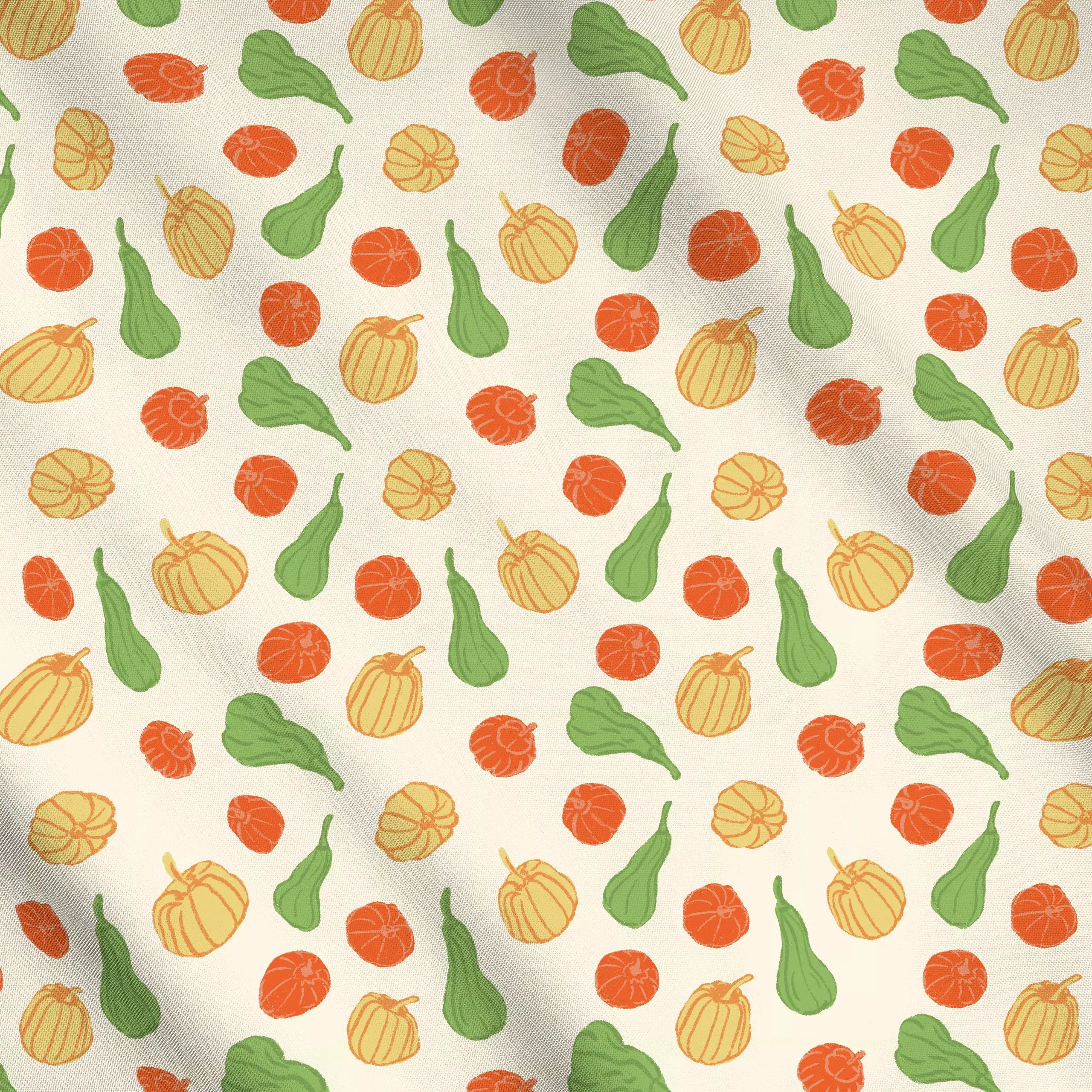 Meterware Kürbis Allover Muster - Herbst, Symbole & Muster, Gemüse - von „Mareen Heinz"; Muster, allover, Retro, Herbst, pat...