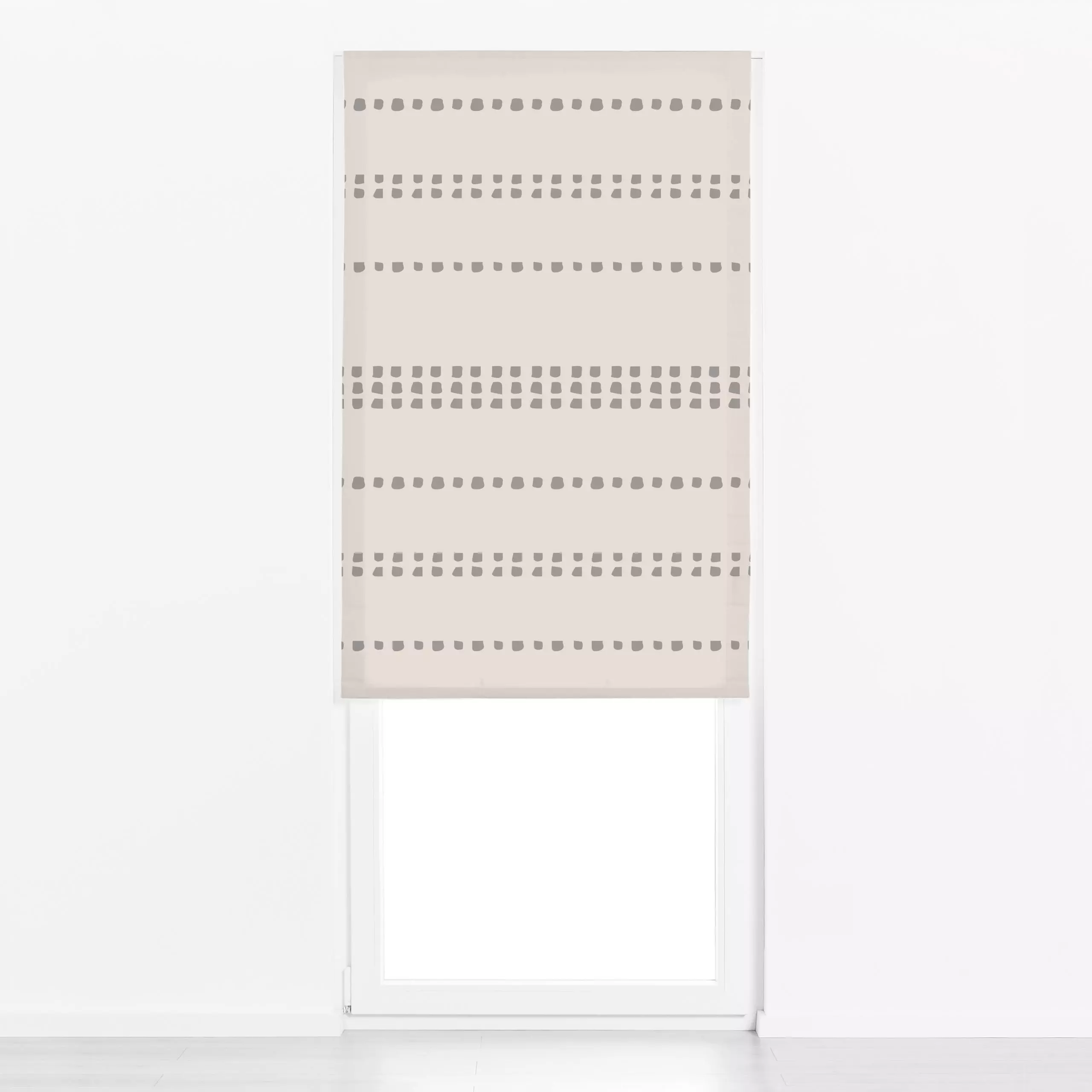 Raffrollo Sardinien Streifen Taupe-Beige - Sommer, Symbole & Muster - von „Alisa Knöß"; Punkte, Streifen, skandinavisch, Gar...