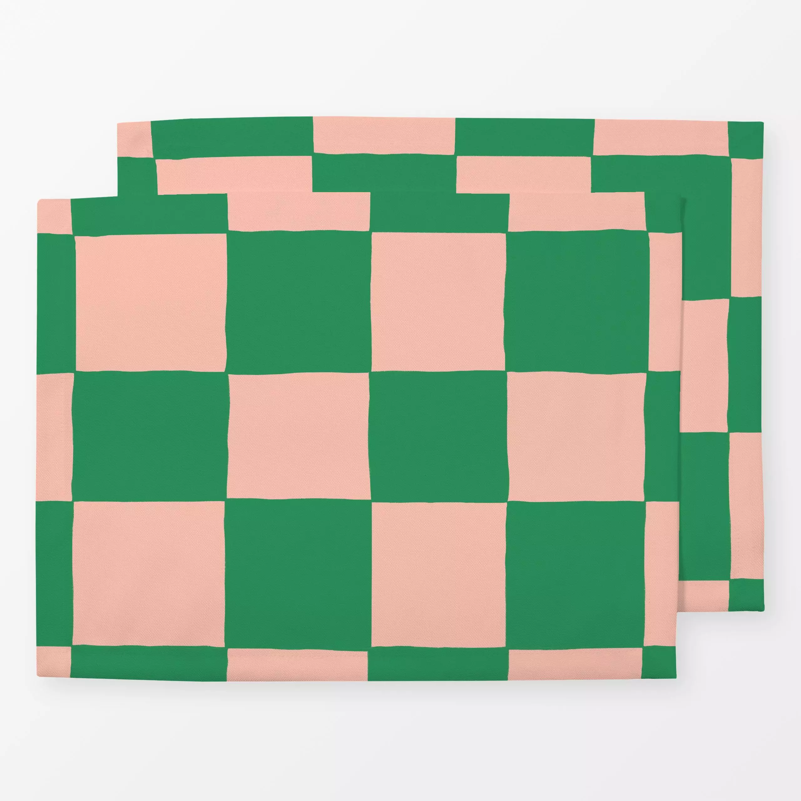 Tischset Karo rosa & grün - Symbole & Muster - von „Maren Gross "; minimal, modern, trend, Karo, Geschenk, kariert, Schachbr...