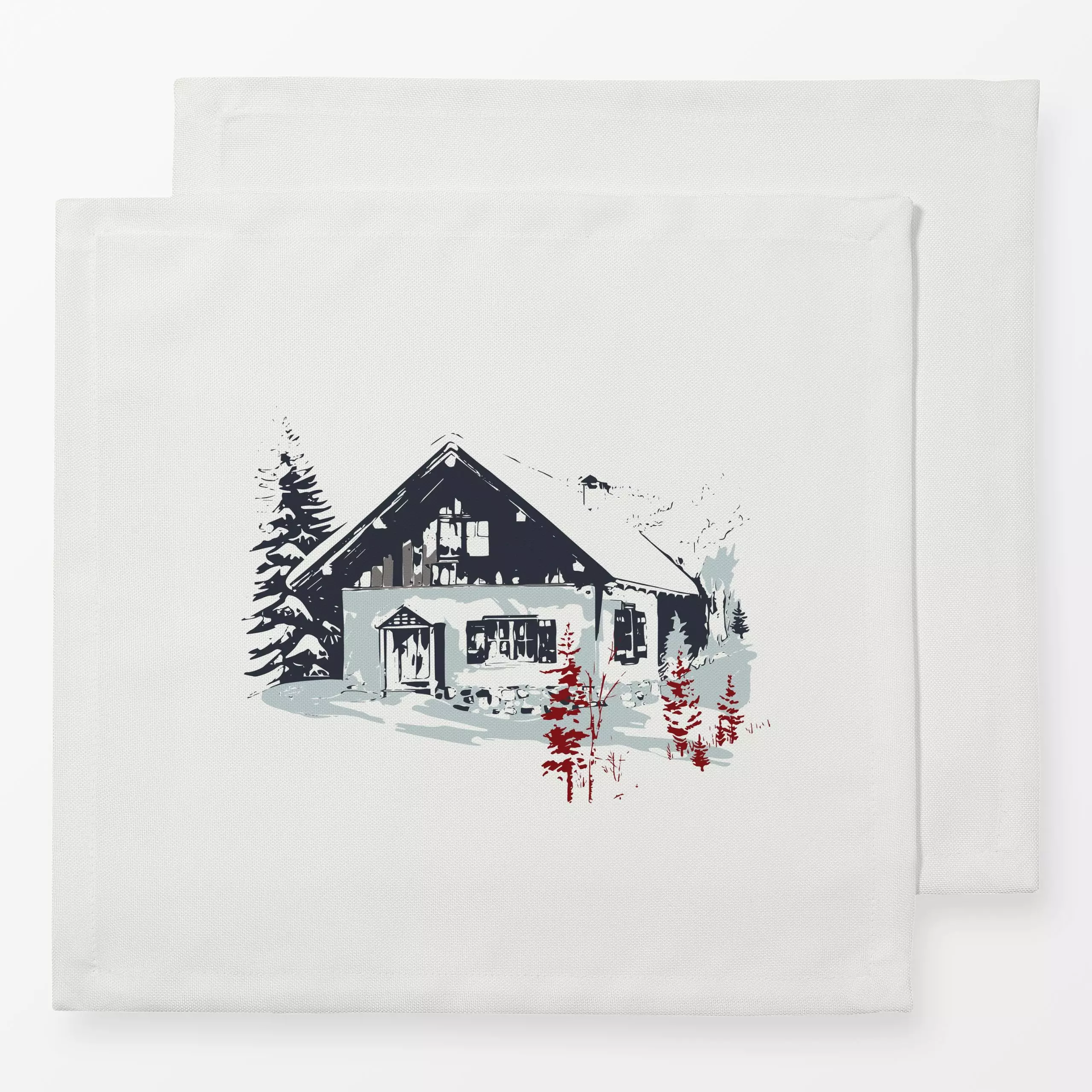 Servietten Berg Alm - Natur & Landschaft - von „Katrin Graff"; Natur, Bäume, Berge, Tannenbaum, Winter, winterlich, Alpen, B...