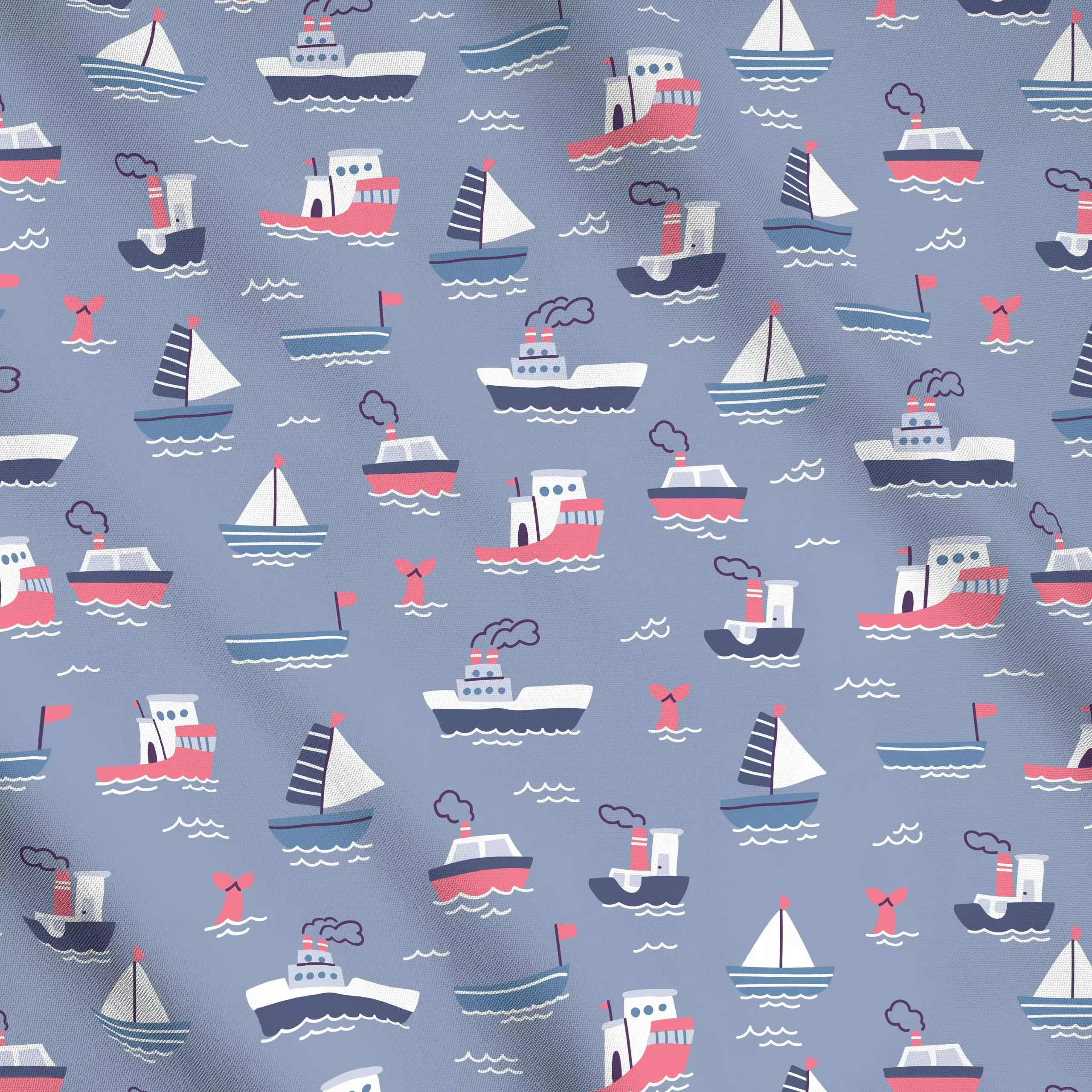 Meterware Boats in the Ocean, fürs Kinderzimmer, Sommer, von Sara Maese