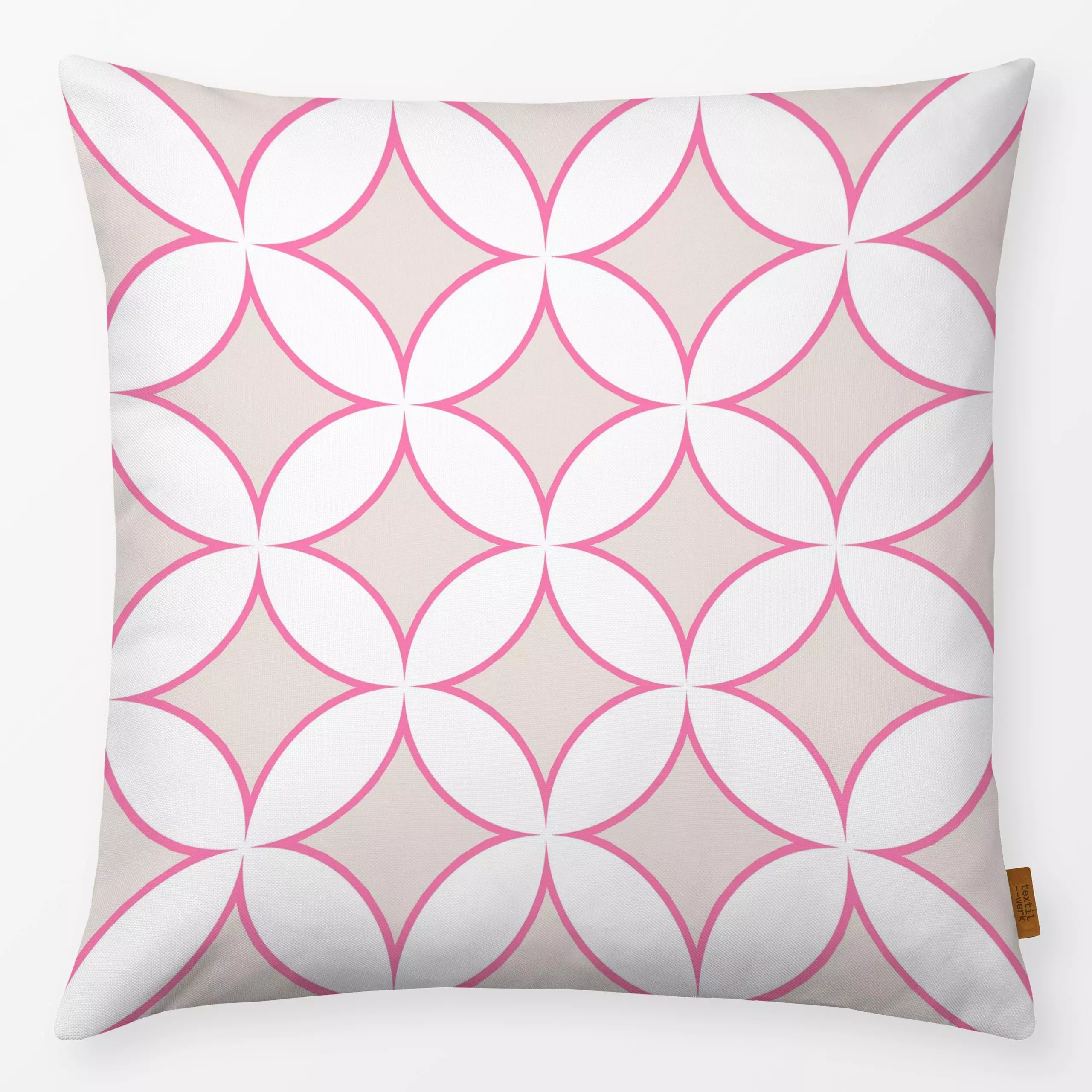 Kissen Kreise Pink - Hamptons Chic - - Frühling, Sommer, Symbole & Muster - von „Monika Strigel"; beige, Kreise, Sommer, pin...