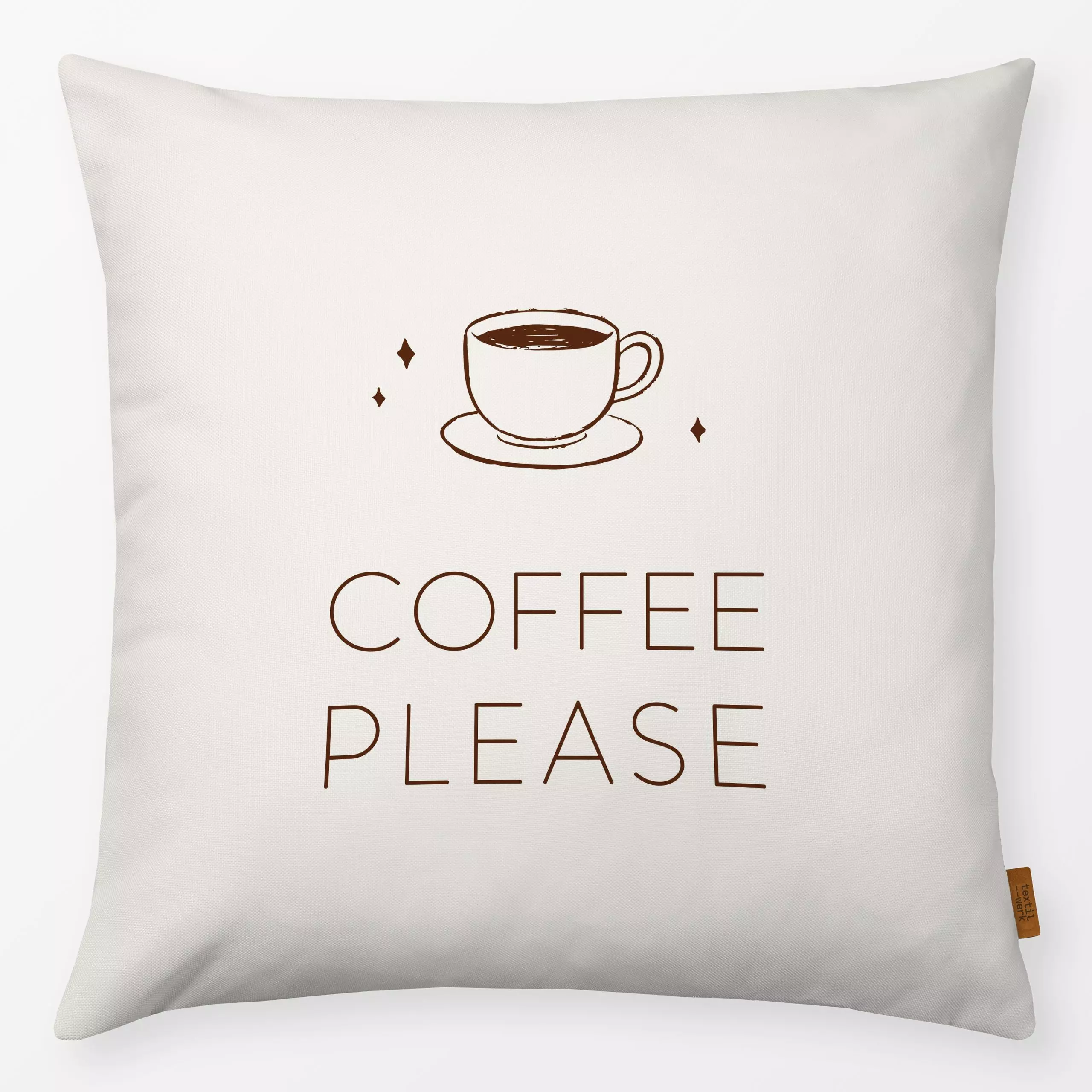 Kissen Coffee Please - Sprüche & Schriftzüge, Küche, Essen & Trinken - von „Barlena"; minimal, Kaffee, Hygge, modern, typogr...