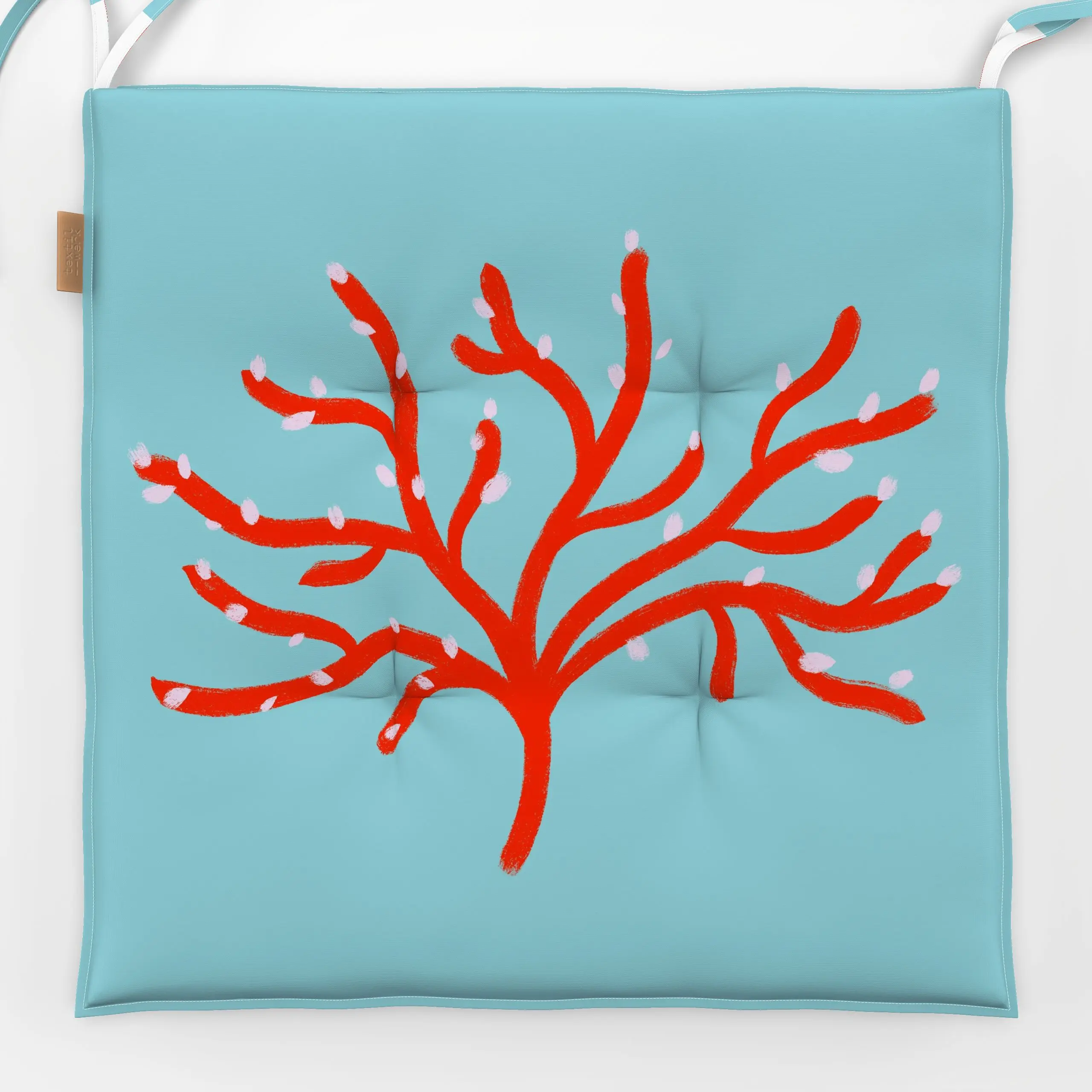 Sitzkissen Summer Coral - Natur & Landschaft, Sommer, Tiere - von „Julia Schumacher"; Meer, Strand, Meerestiere, summer, rot...