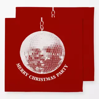 Servietten Christmas Party Discoball Rot