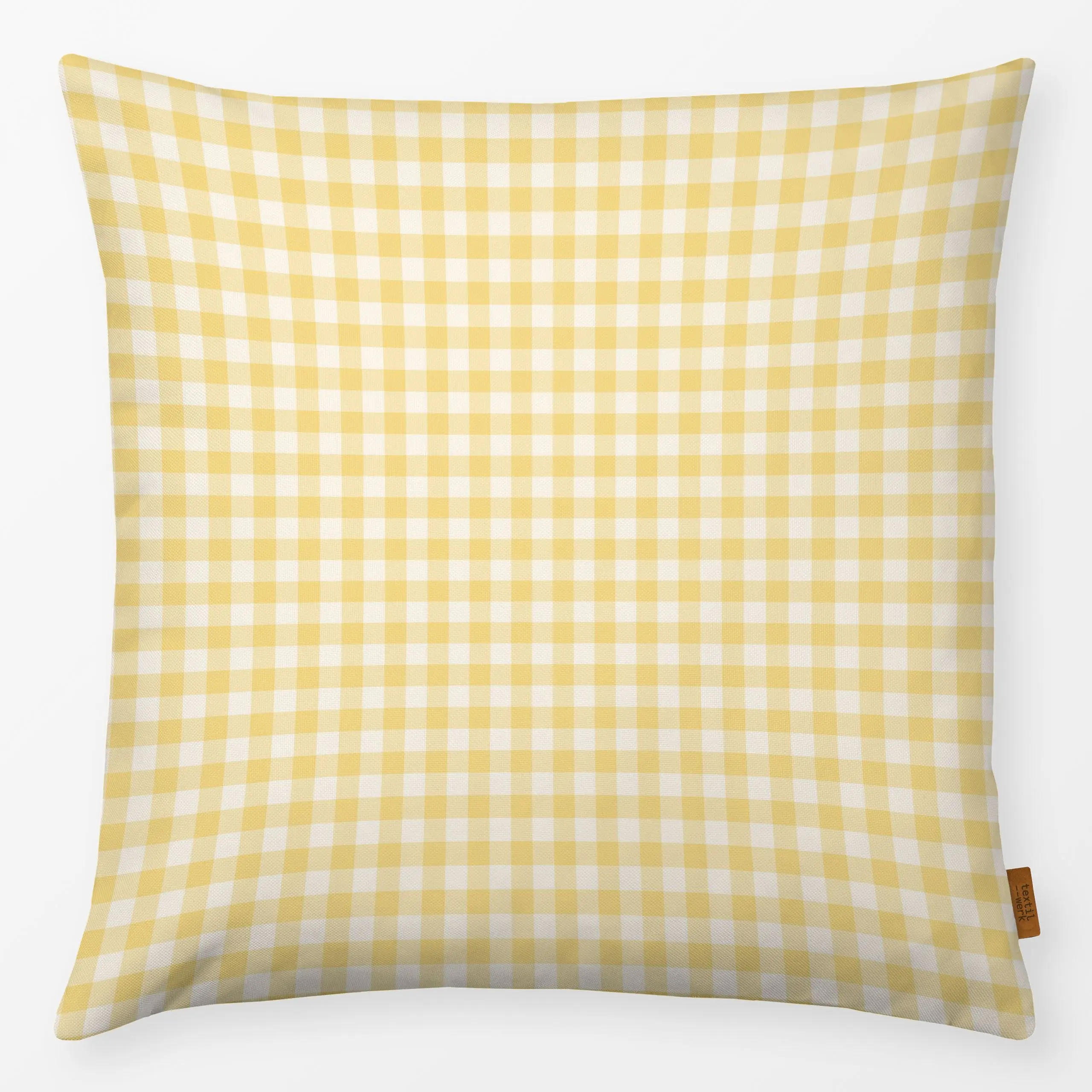 Kissen Vichykaro Butterblume gelb - Sommer, Symbole & Muster - von „Lena Living x tiny goods studio"; landhaus, cottagecore,...