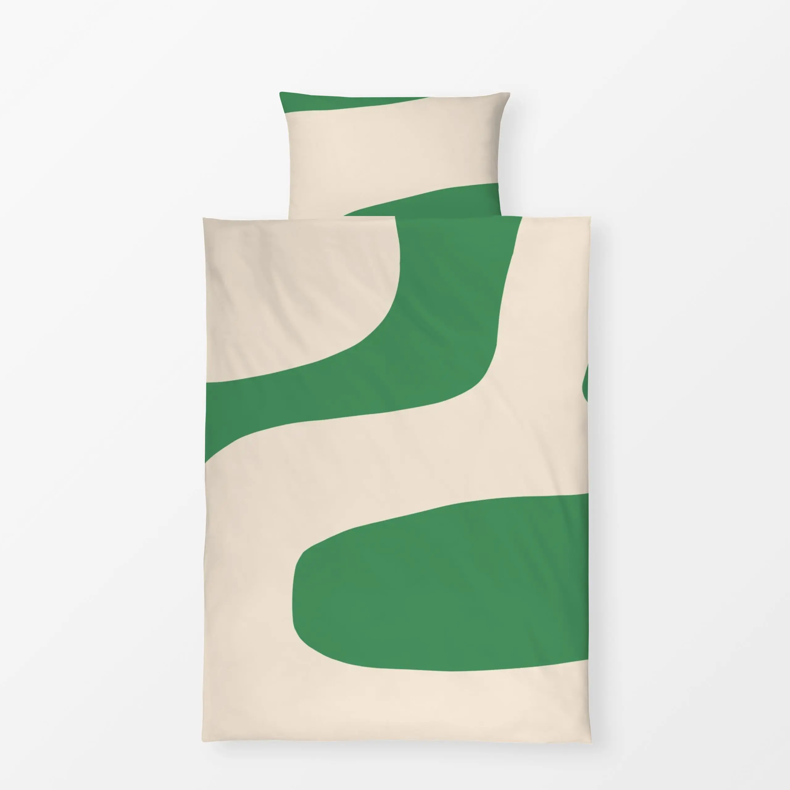 Bettwäsche Abstrakte Form Grün - Sommer, Symbole & Muster - von „Maren Gross "; minimal, abstrakt, wellen, geschenkidee, org...