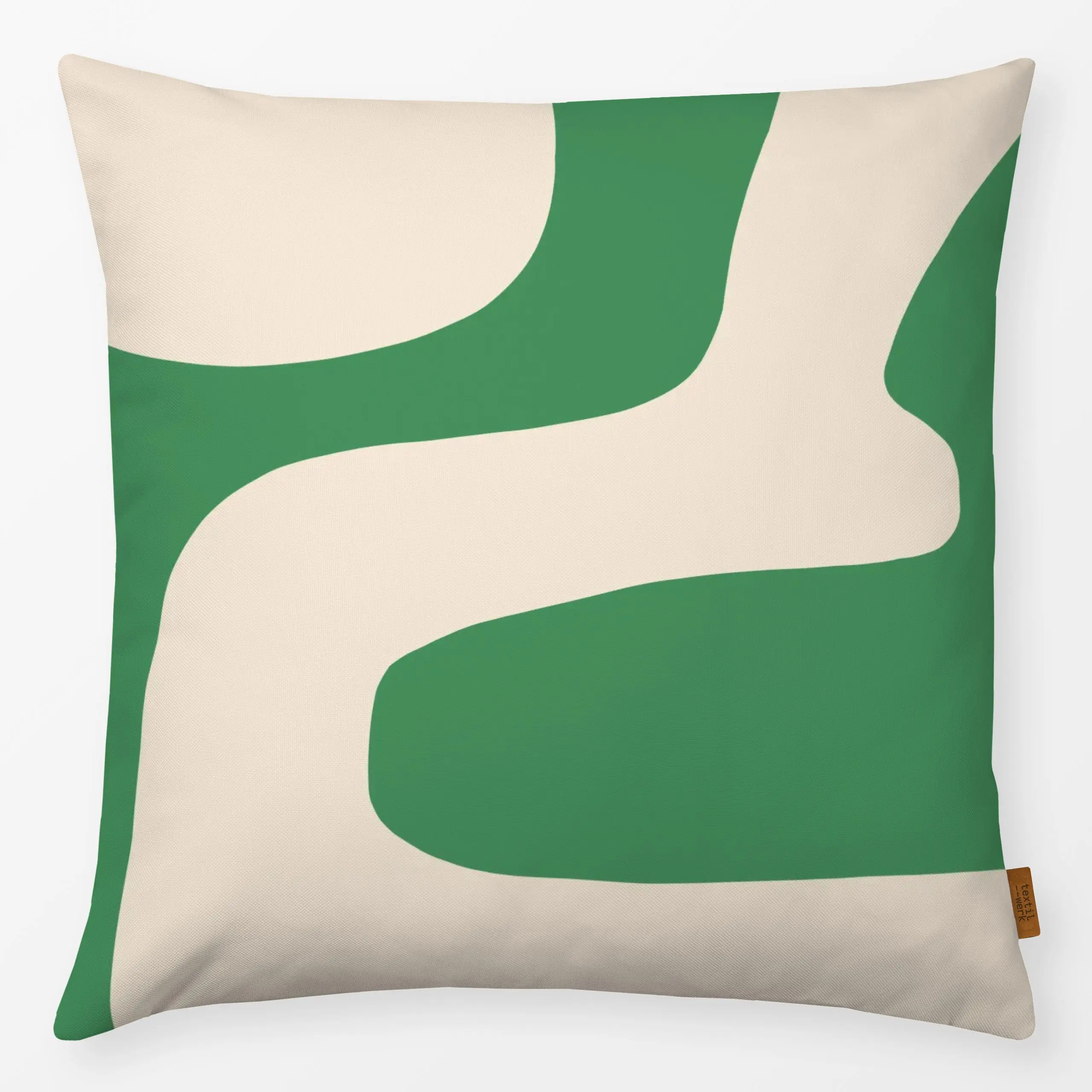 Kissen Abstrakte Form Grün - Sommer, Symbole & Muster - von „Maren Gross "; minimal, abstrakt, wellen, geschenkidee, organis...