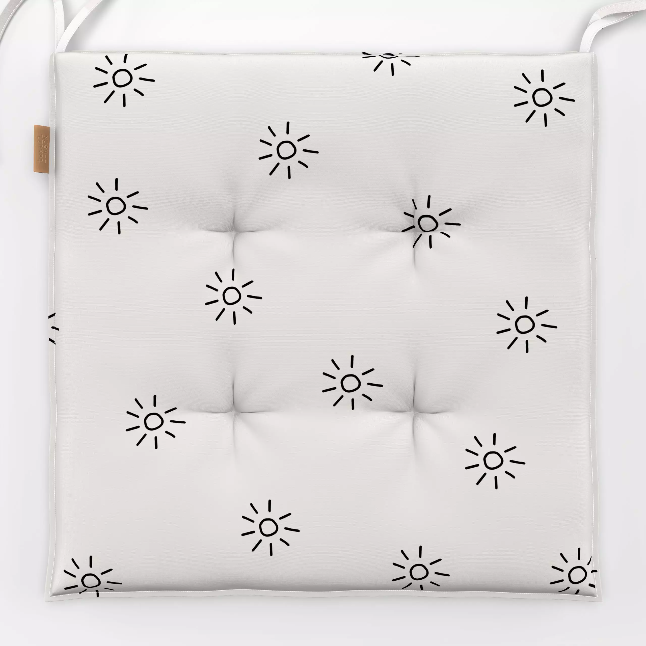 Sitzkissen Little Sun Muster Schwarz - Sommer, Symbole & Muster - von „textilwerk"; Muster, kleingemustert, Sonne, Sommer, s...