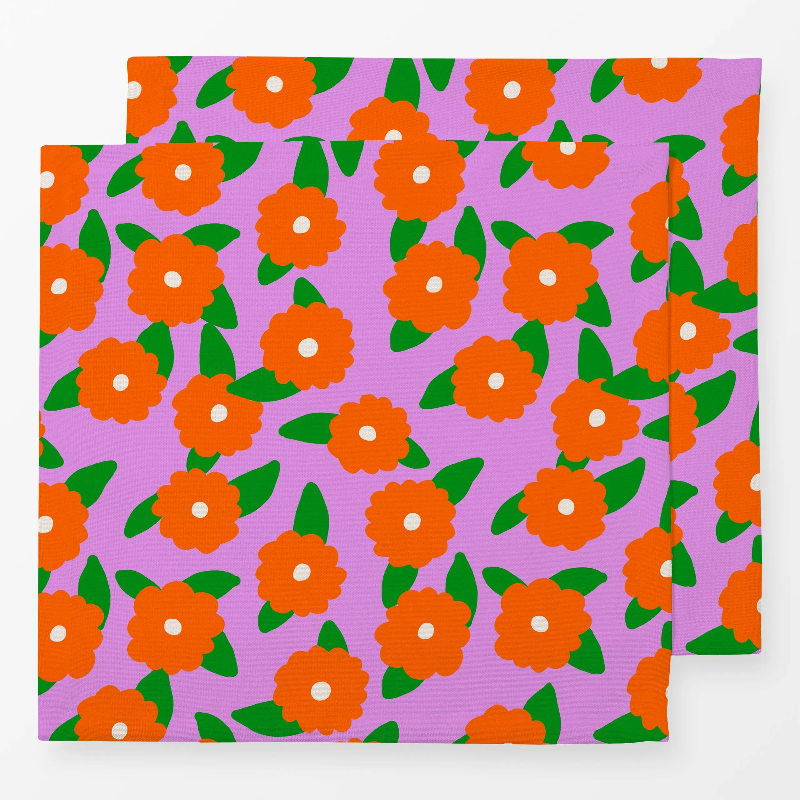 Servietten Blumen Pink Orange - Blumen & Florales, Sommer - von „Sophie Augustin Illustration"; Blumen, Blüten, Sommer, Blum...
