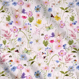 Meterware Rosa Wildblumen Wiese