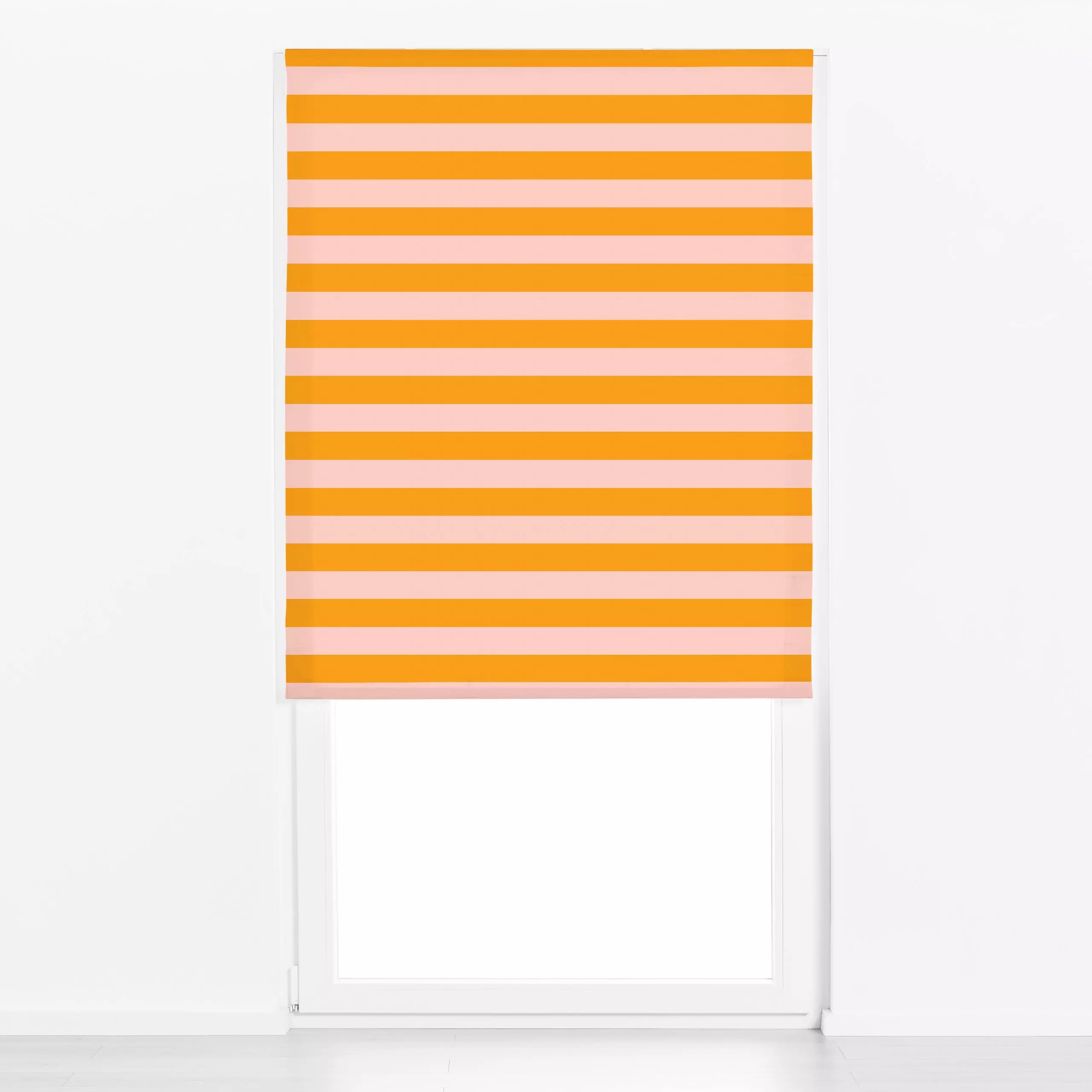 Raffrollo Orange Pinke Streifen - Symbole & Muster - von „Sara Maria"; Streifen, Kissen, Strand, Sommer, minimalistisch, sca...