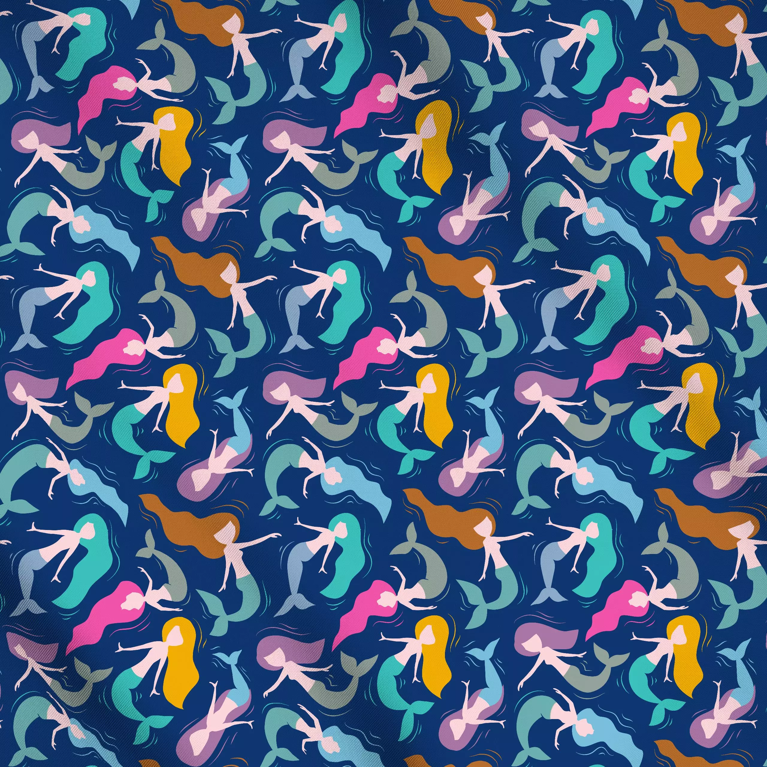 Meterware Mermaid Blue - Kinderzimmer & Motive für Kinder, Natur & Landschaft - von „Heyduda"; Kinder, Wasser, Meer, Schwimm...