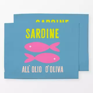 Tischset Sardinen Fische Dose Auf Blau