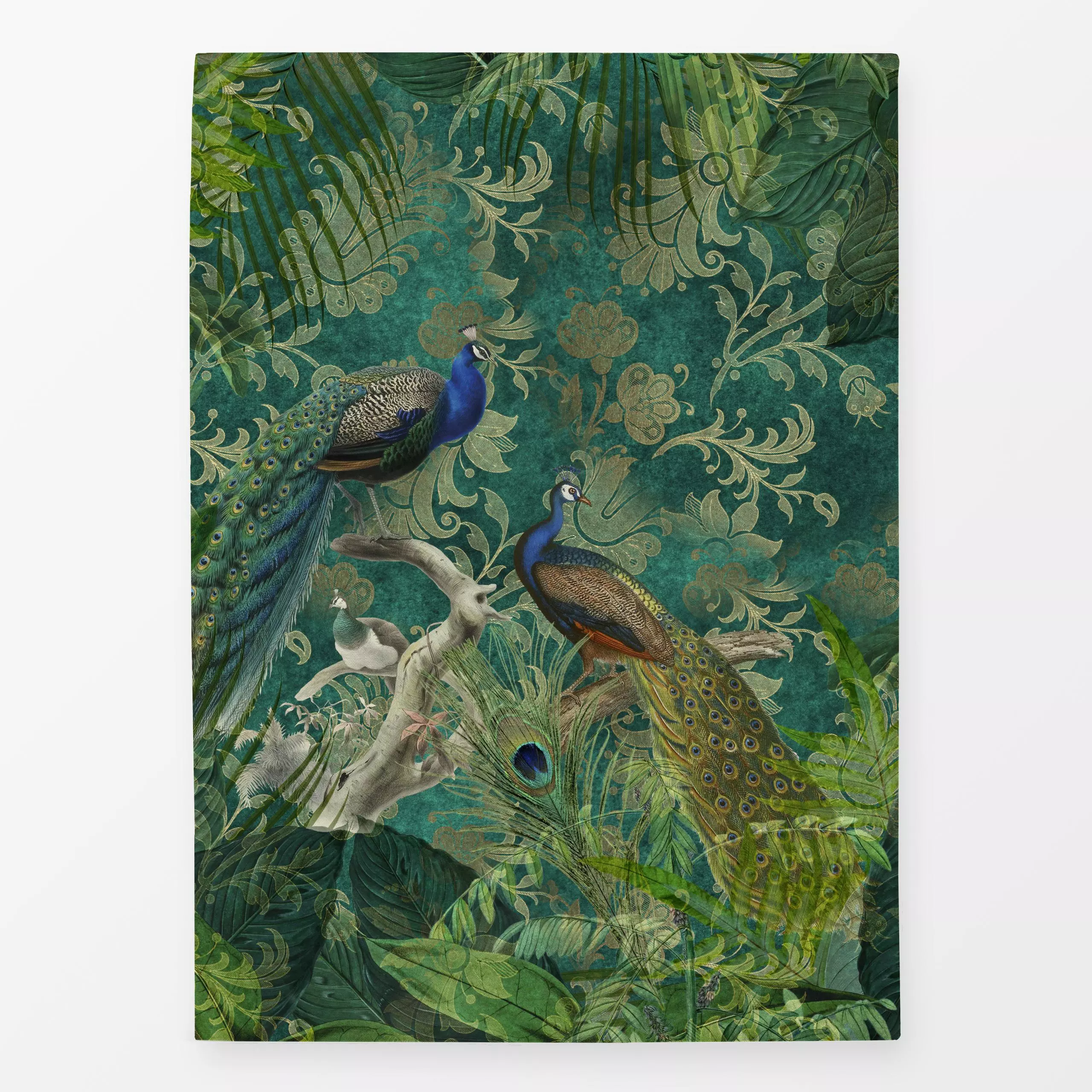 Geschirrtücher Pfauen Im Tropenparadies - Natur & Landschaft, Tiere, Pflanzen & Botanik - von „Andrea Haase"; Palmen, Vogel,...