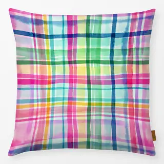 Kissen Sommer Karomuster Plaid Pink