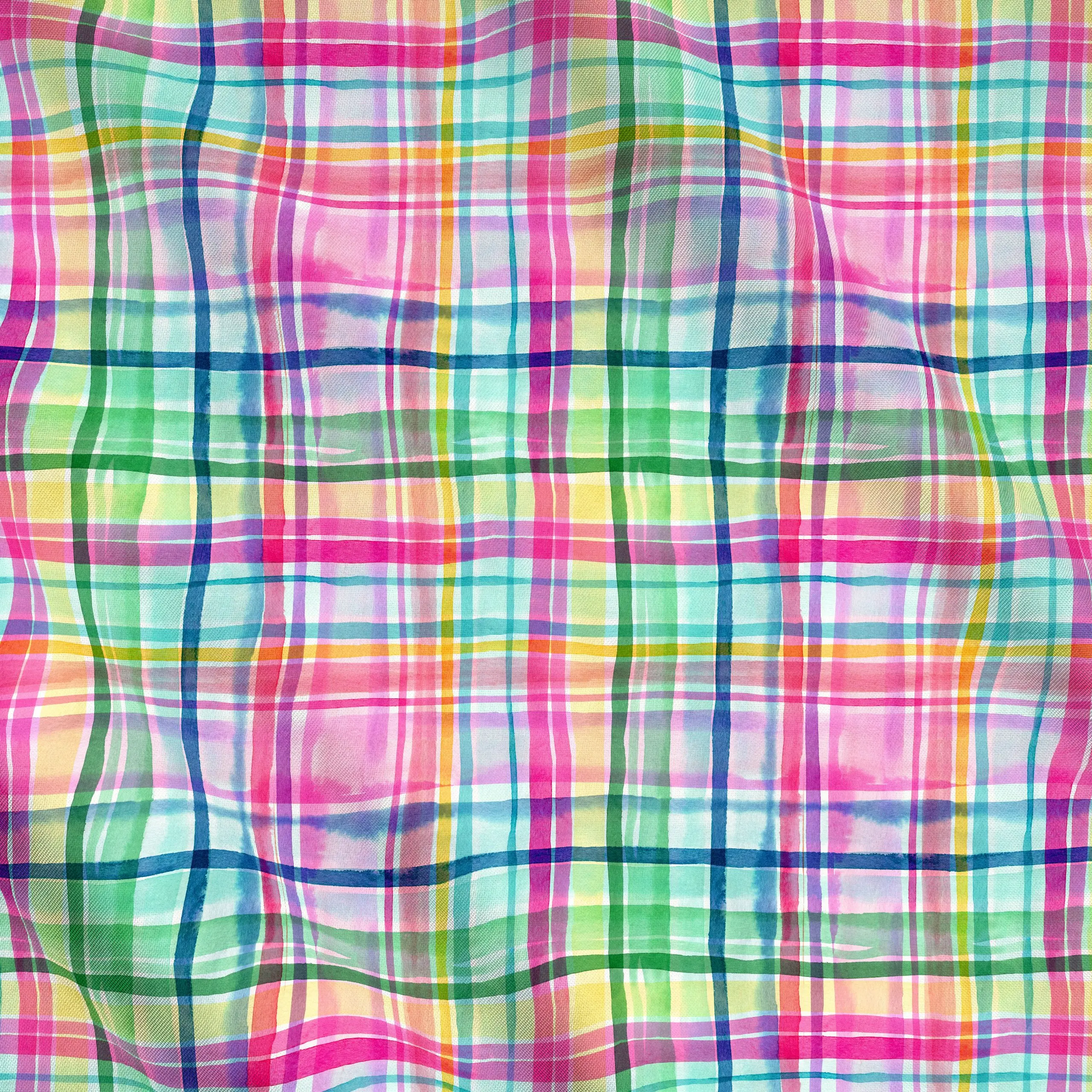 Meterware Sommer Karomuster Plaid Pink - Symbole & Muster - von „Ninola Design "; Aquarell, Garten, summer, colorful, gestre...