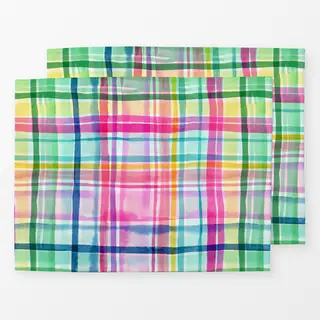 Tischset Sommer Karomuster Plaid Pink