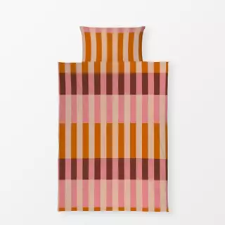 Bettwäsche Streifen Pink Orange Beige