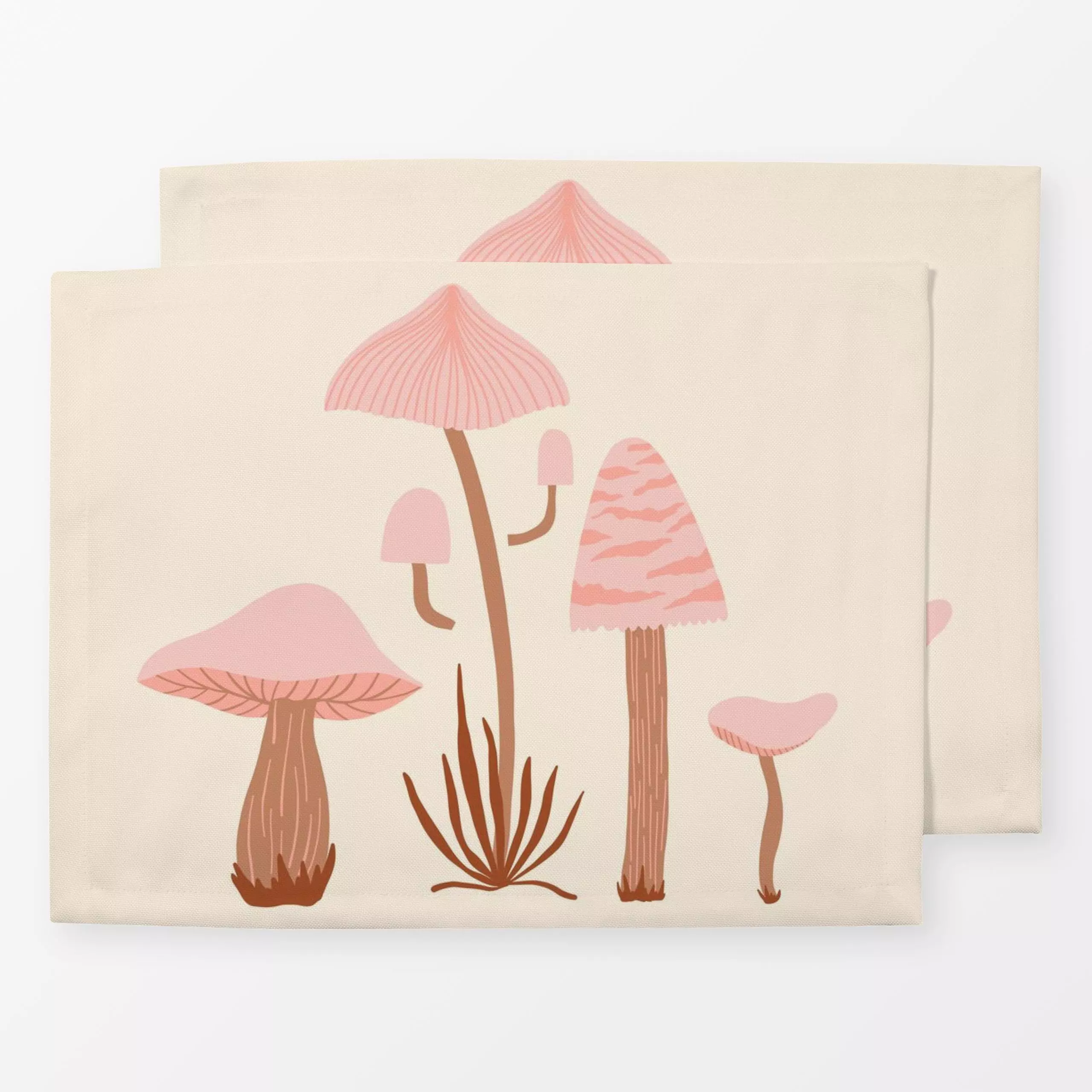 Tischset Waldpilze Rosa - Herbst, Pflanzen & Botanik - von „DEINKI"; Wald, Herbst, Herbstdeko, pilze, mushrooms, pilz
