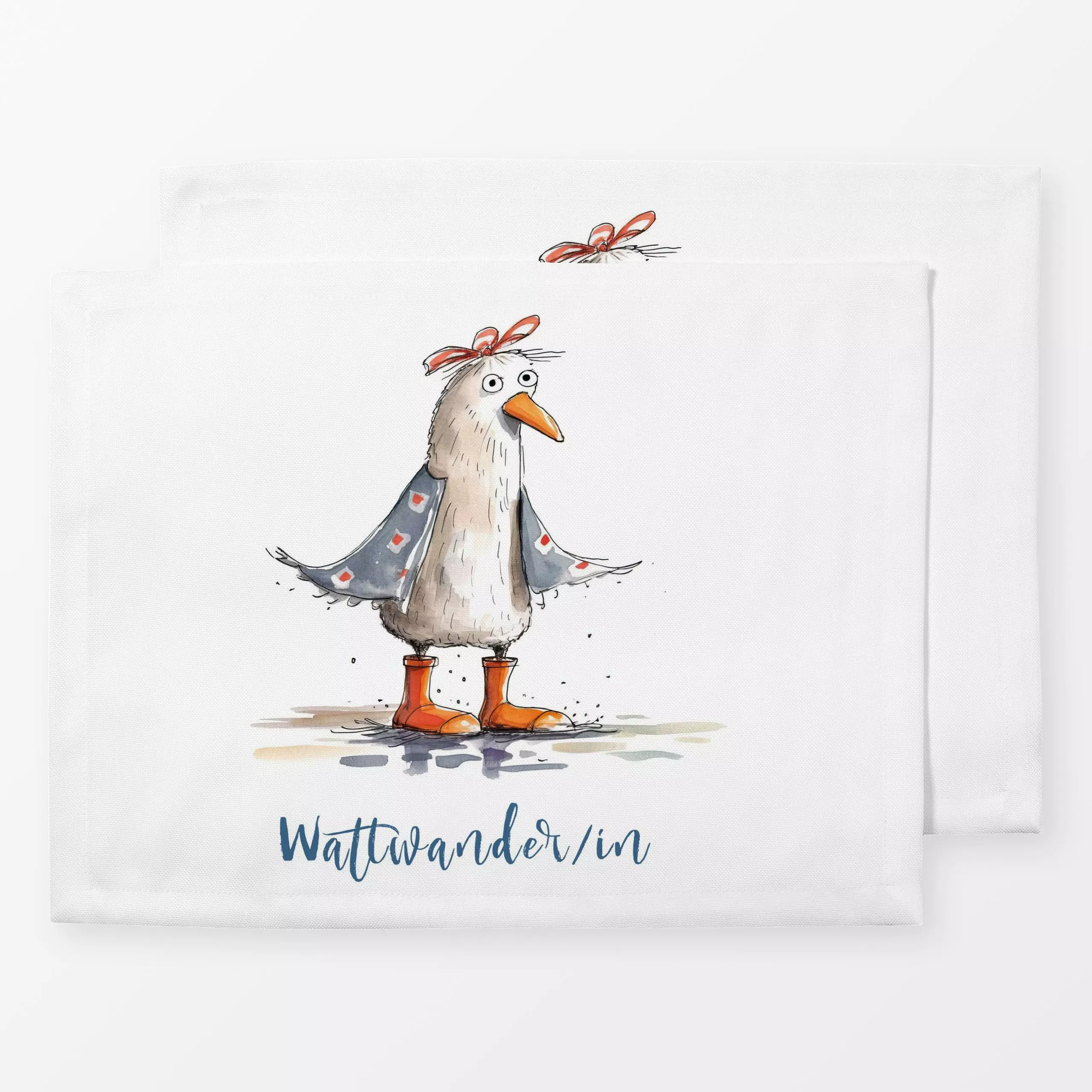 Tischset Wattwander/in - Tiere, Sprüche & Schriftzüge - von „Uta Naumann"; Vogel, Möve, text, Herbst, Regen, Wetter, moewe, ...