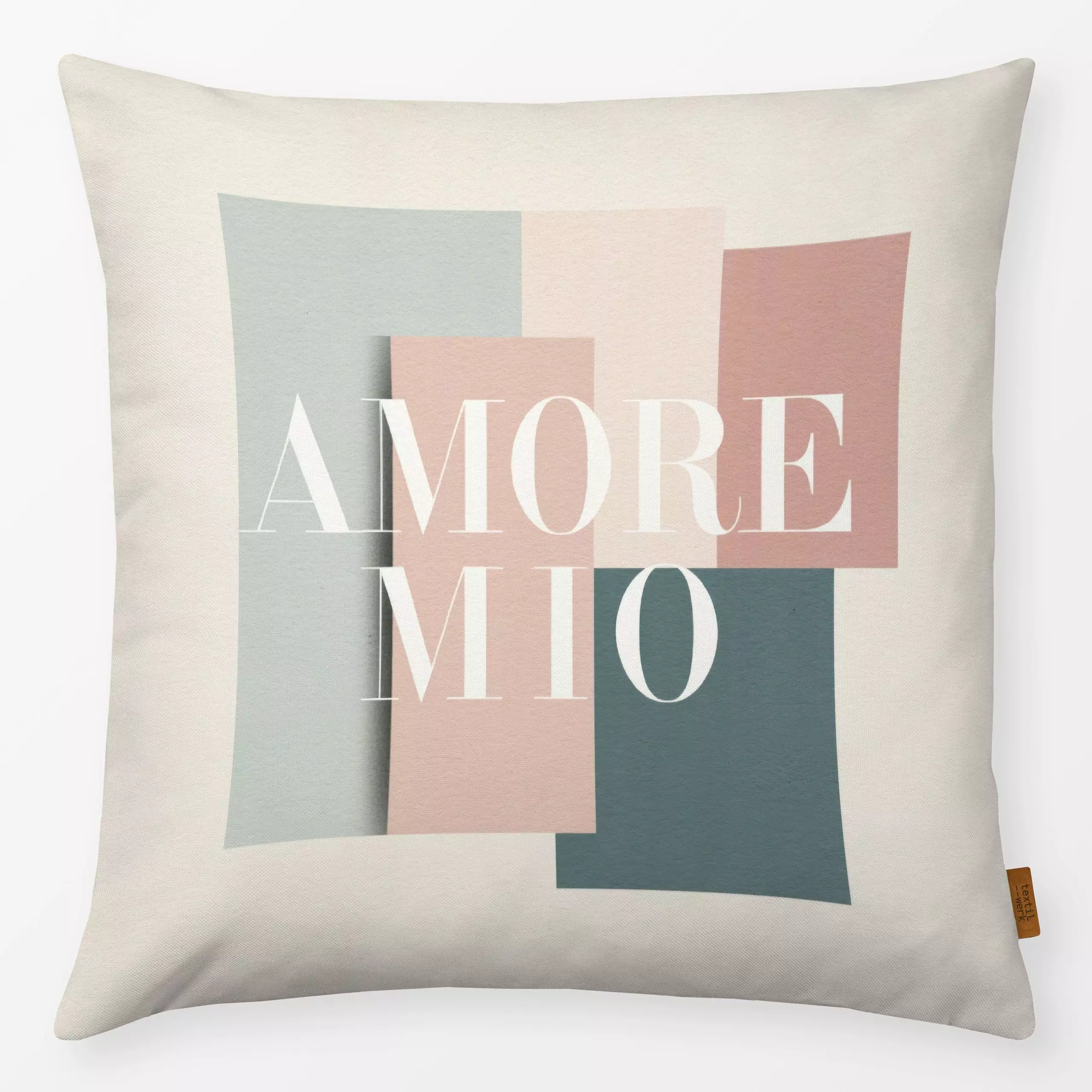 Kissen Amore Mio - Geometrisch - Liebe, Romantik & Pride, Sprüche & Schriftzüge - von „Uta Naumann"; Geometrisch, quadrate, ...