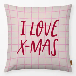 Kissen I LOVE X MAS rot pink
