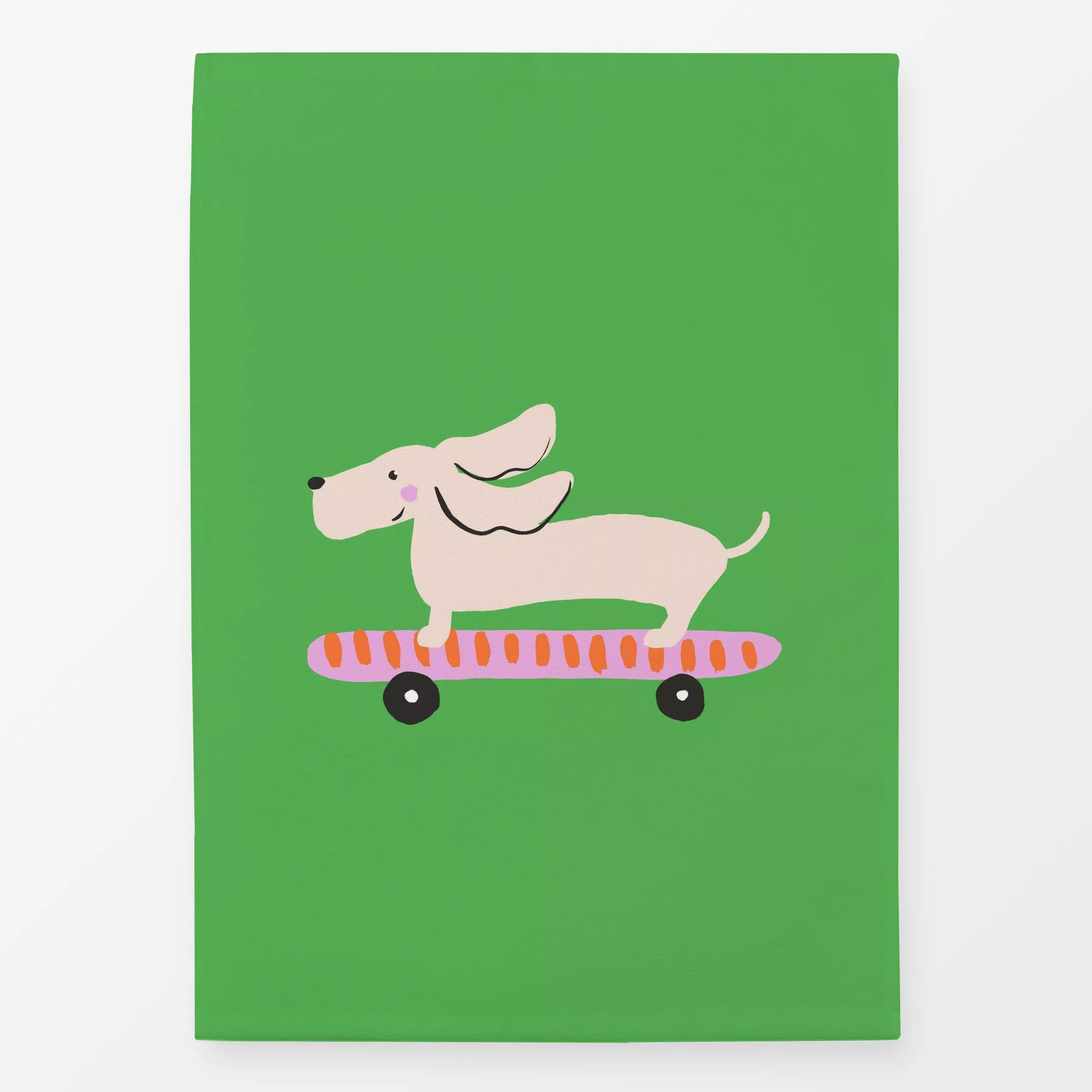 Geschirrtücher Dackel auf Skateboard - Sommer, Sport, Tiere - von „Julia Schumacher"; Hund, Lustig, Kids, Gras, Skateboard, ...