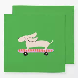 Servietten Dackel auf Skateboard