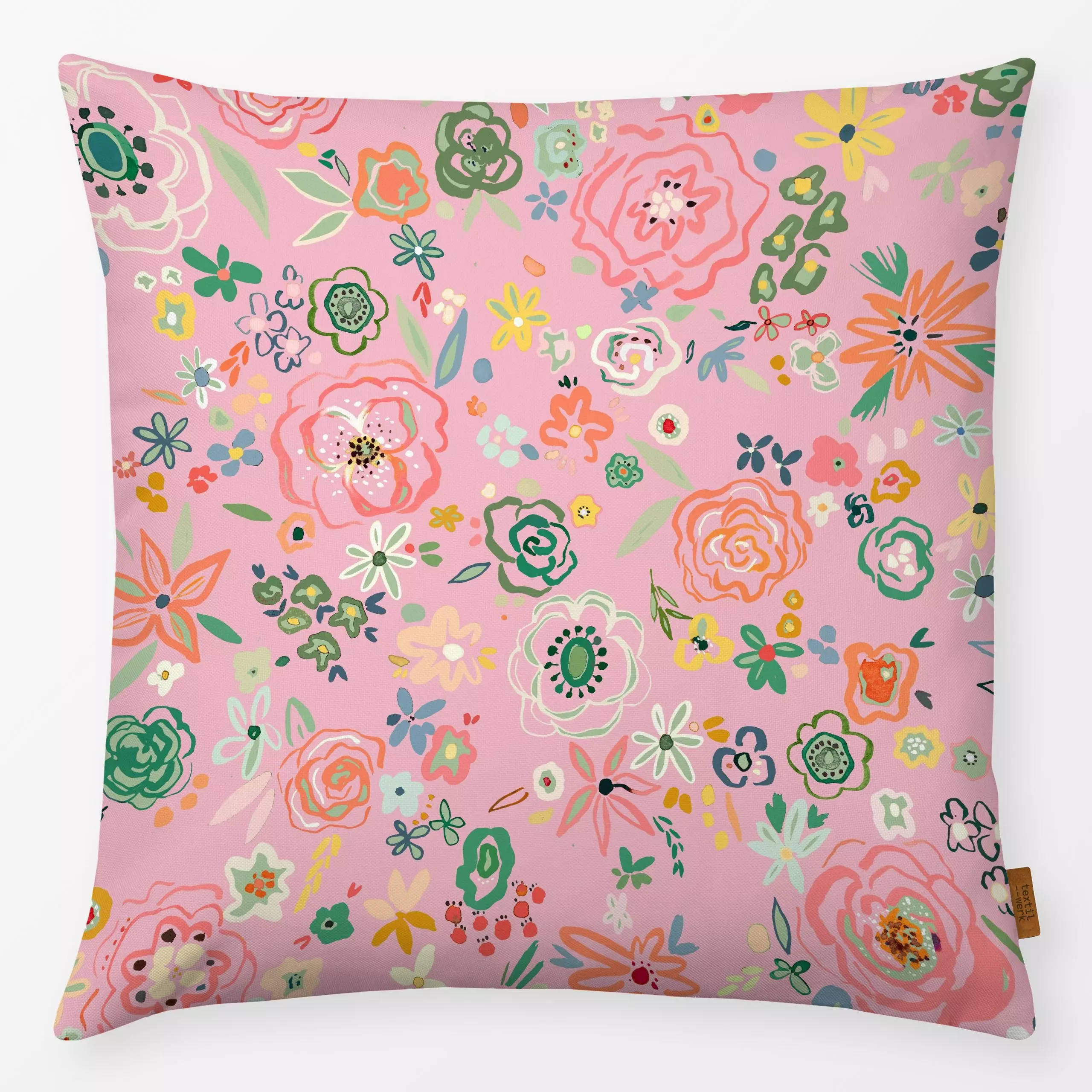 Kissen Lineart Blumen Peach Fuzz - Blumen & Florales, Frühling, Pflanzen & Botanik - von „Ninola Design "; Blumen, Pastell, ...