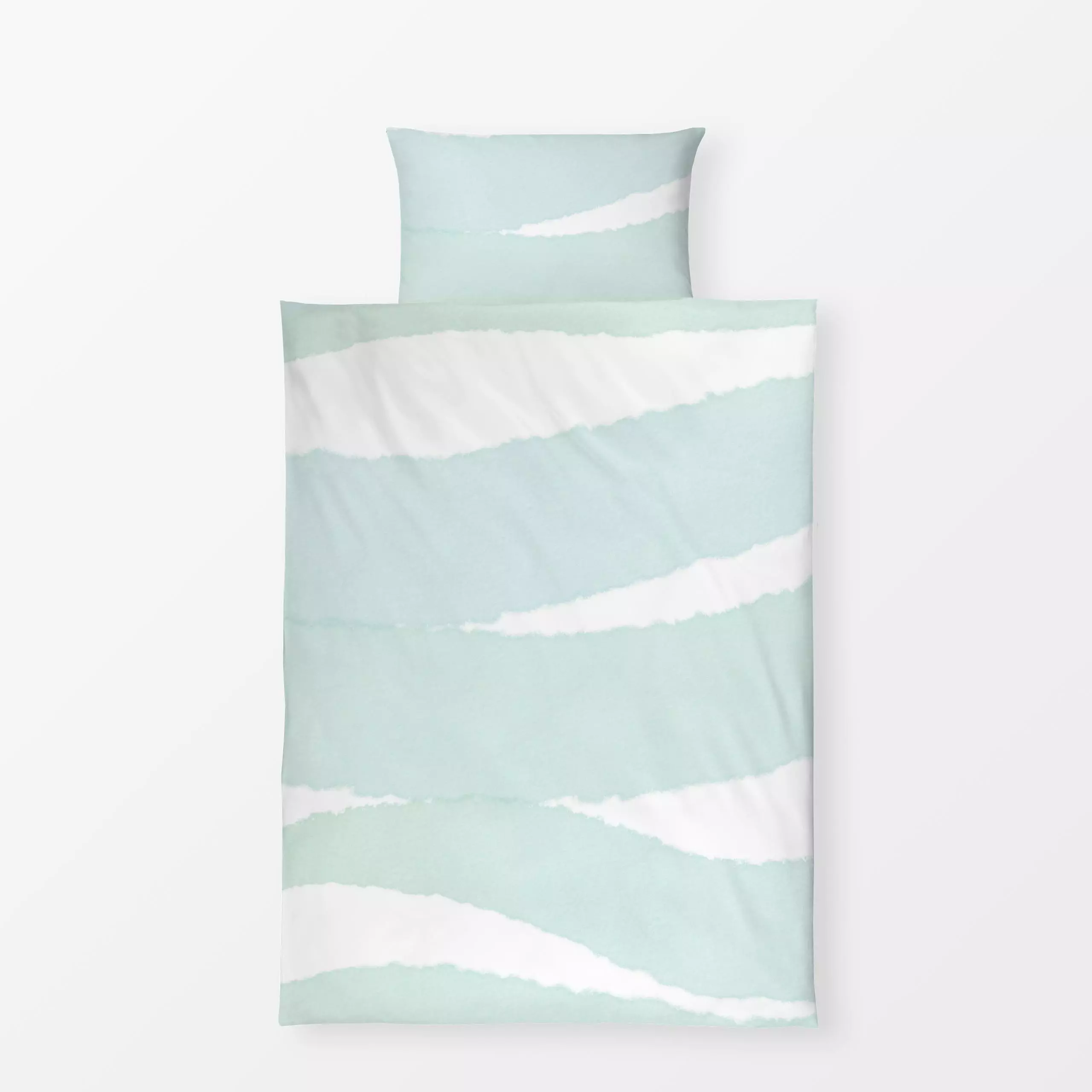 Bettwäsche Ozean - Symbole & Muster - von „Sindy Fischer"; Wasserfarben, abstrakt, Wasser, Ozean, Meer, wellen, pastel, mint