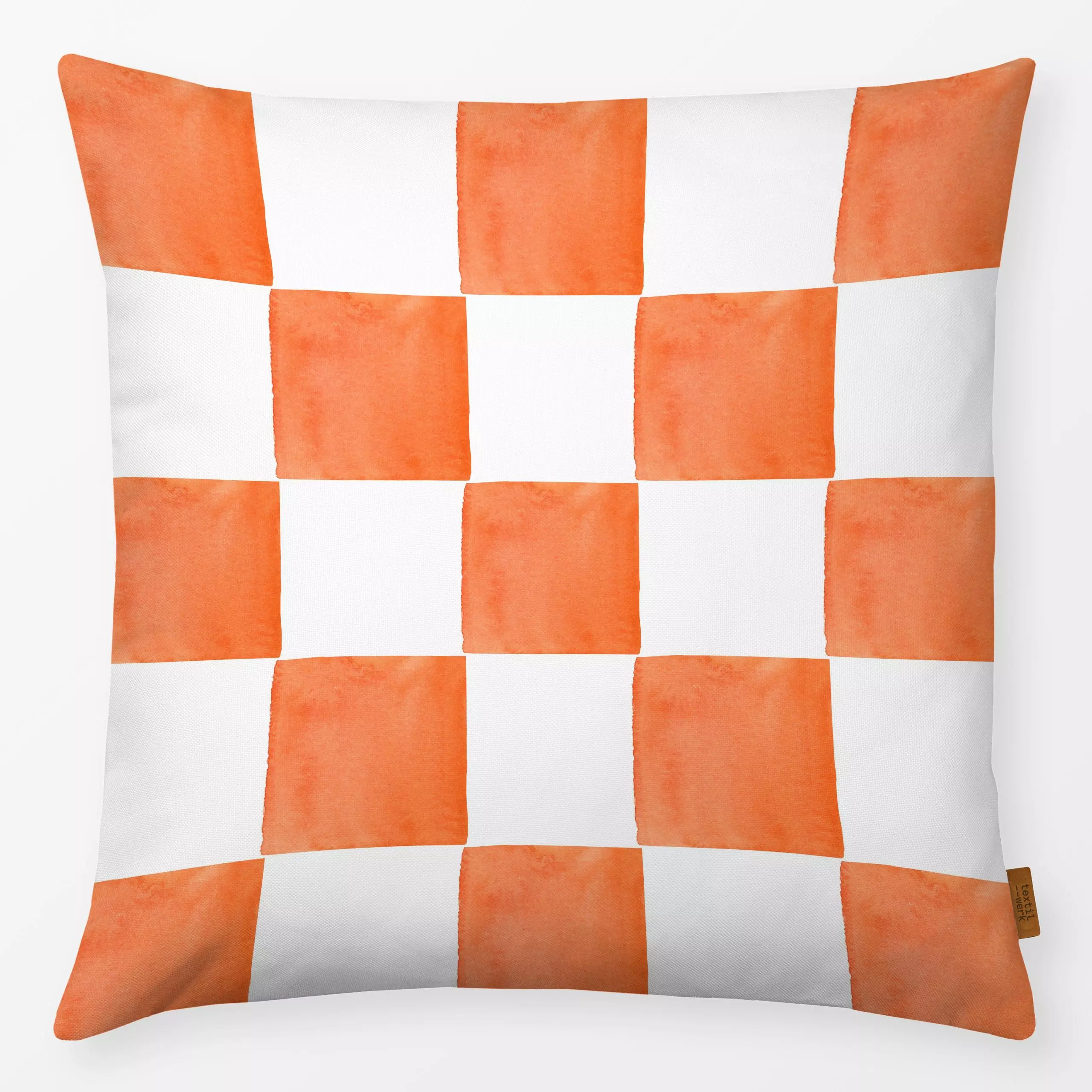 Kissen Summer Fun Kacheln orange - Symbole & Muster - von „Lena Yokota"; Muster, Orange, Karo, lenayokota, Kacheln
