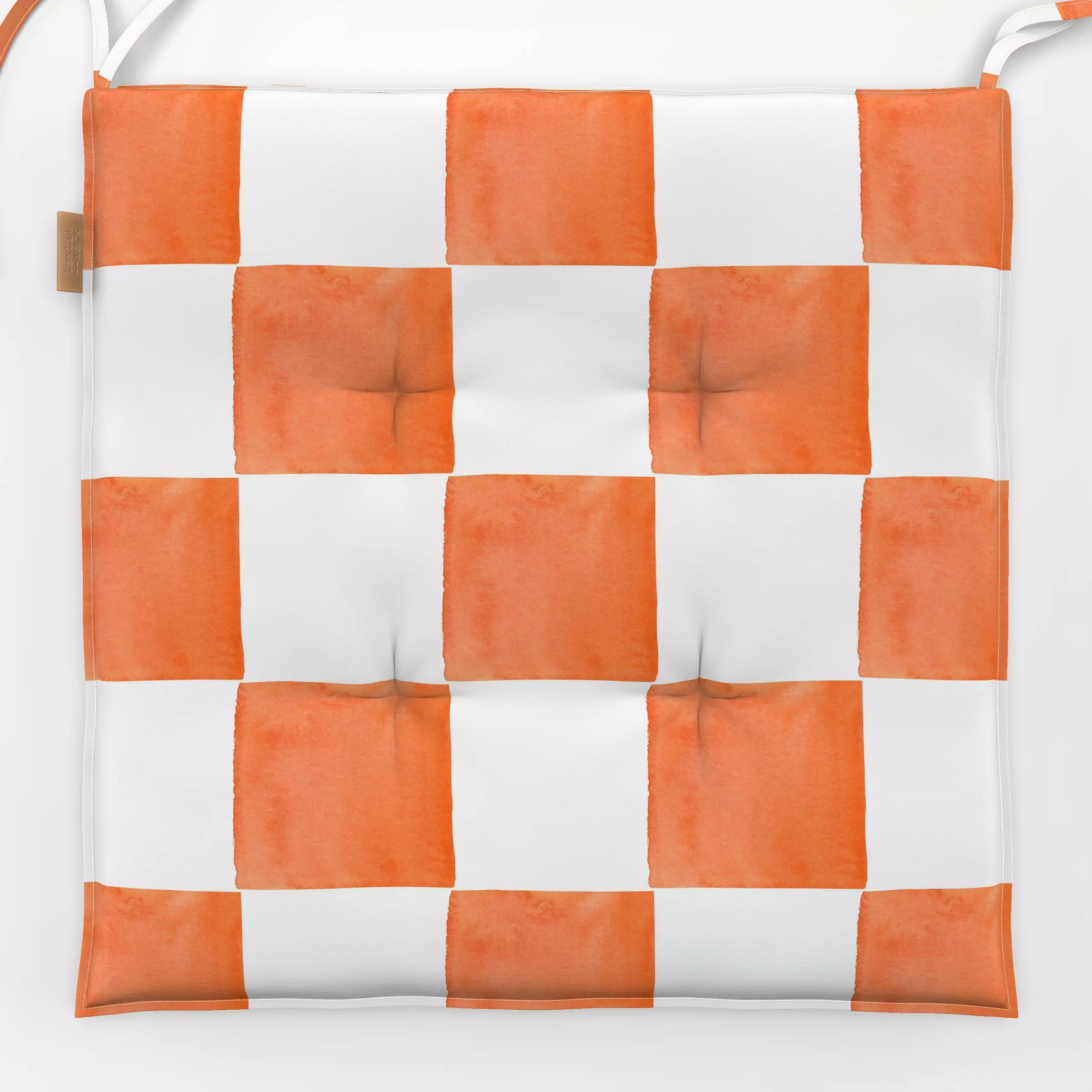 Sitzkissen Summer Fun Kacheln orange - Symbole & Muster - von „Lena Yokota"; Muster, Orange, Karo, lenayokota, Kacheln