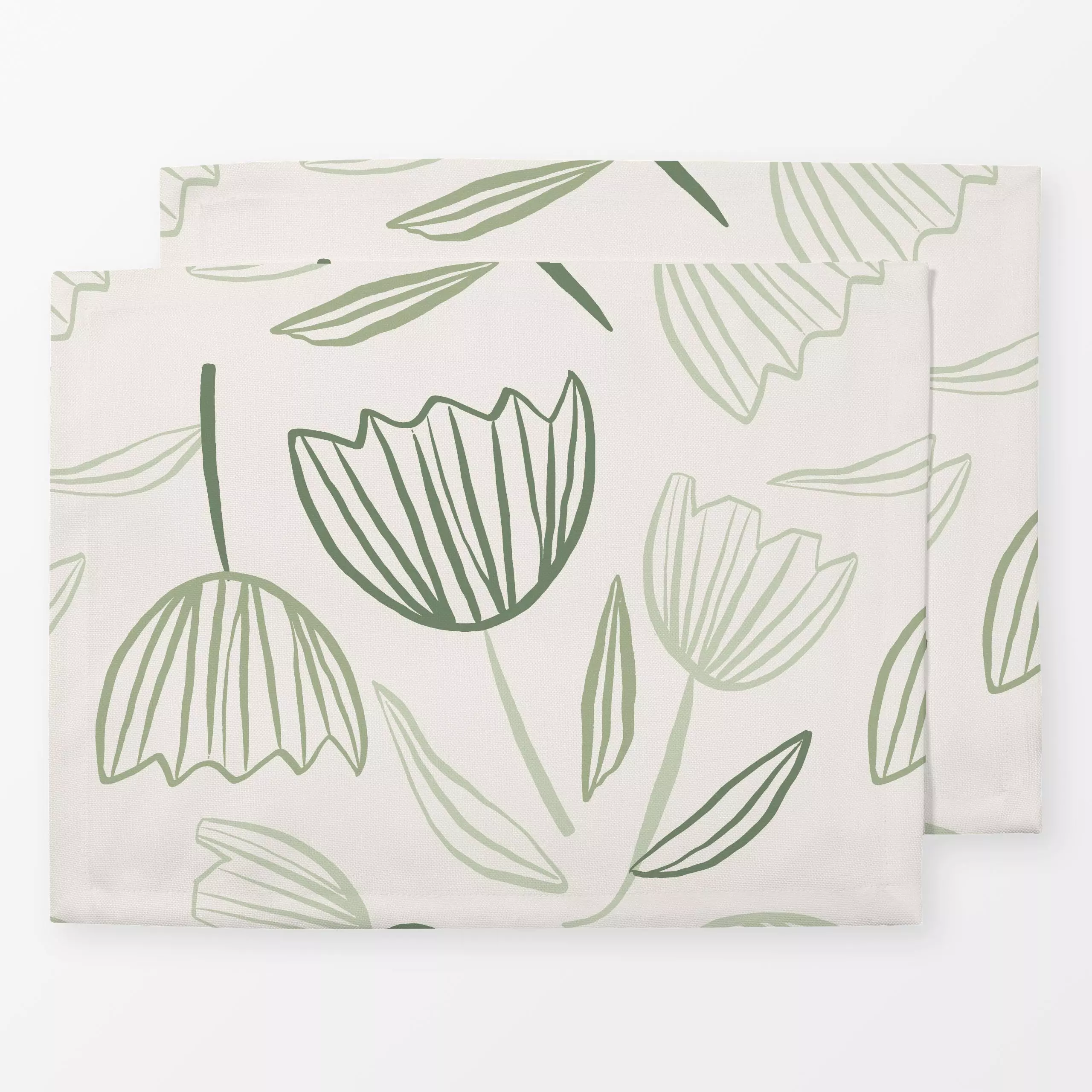 Tischset Happy Tulip Green Beige, Blumen, Ostern, von Kruth Design