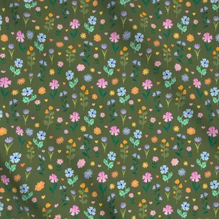 Meterware Floral Fantasy Pattern green