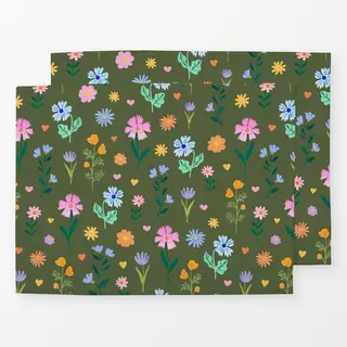 Tischset Floral Fantasy Pattern green
