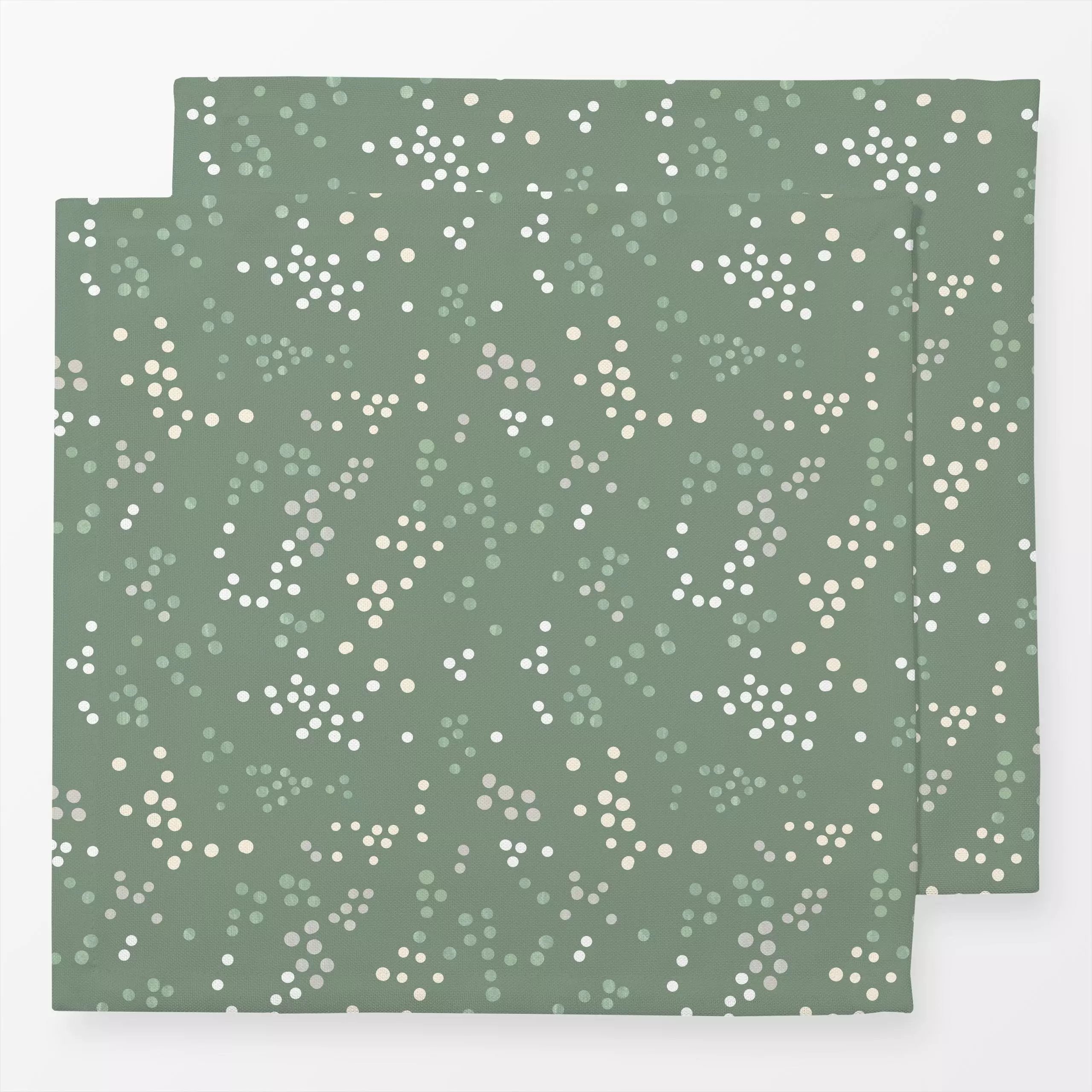 Servietten Green Lights - Winter, Symbole & Muster - von „Carole Aufranc"; Muster, abstrakt, Punkte, beige, Dots, Weiss, gep...