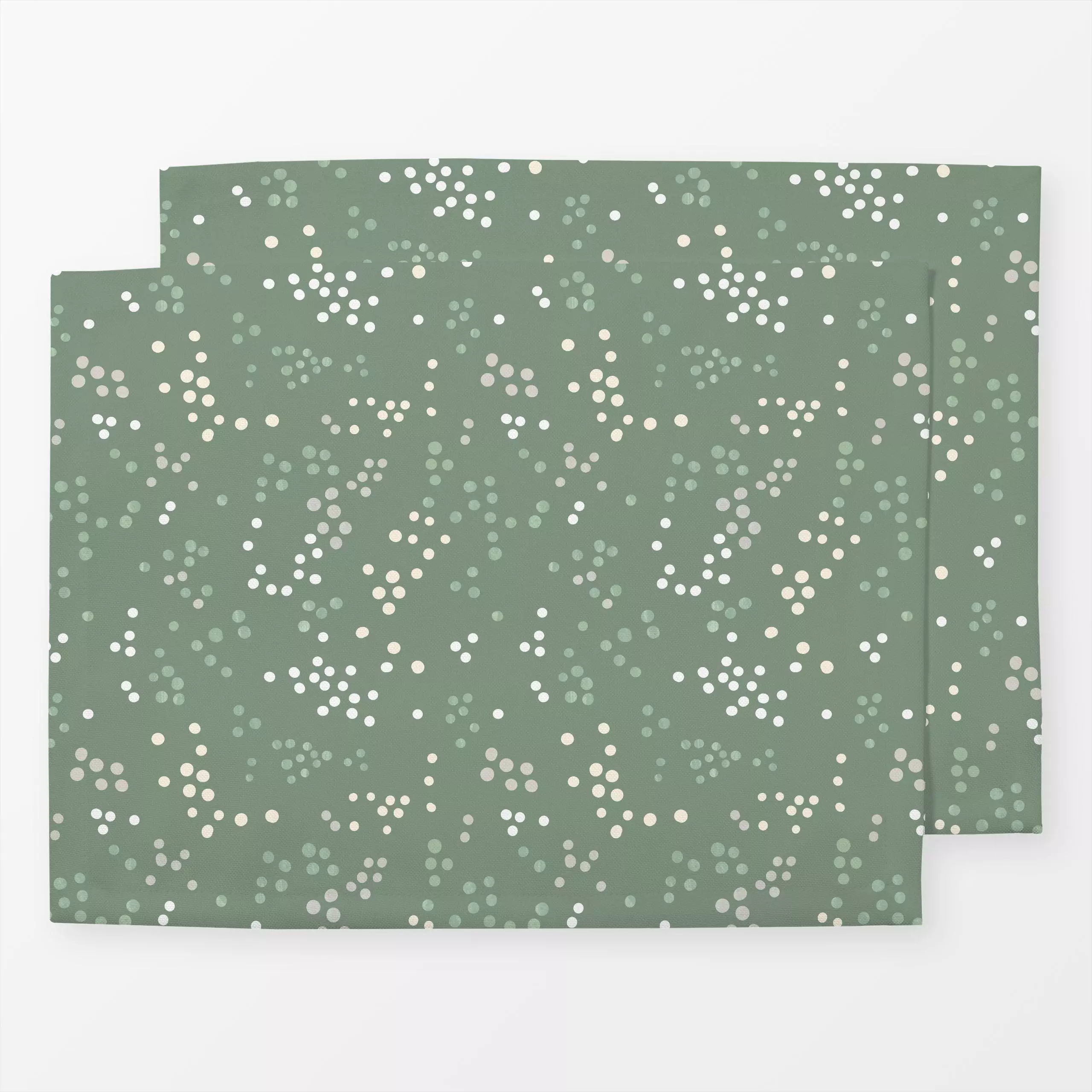 Tischset Green Lights - Winter, Symbole & Muster - von „Carole Aufranc"; Muster, abstrakt, Punkte, beige, Dots, Weiss, gepun...