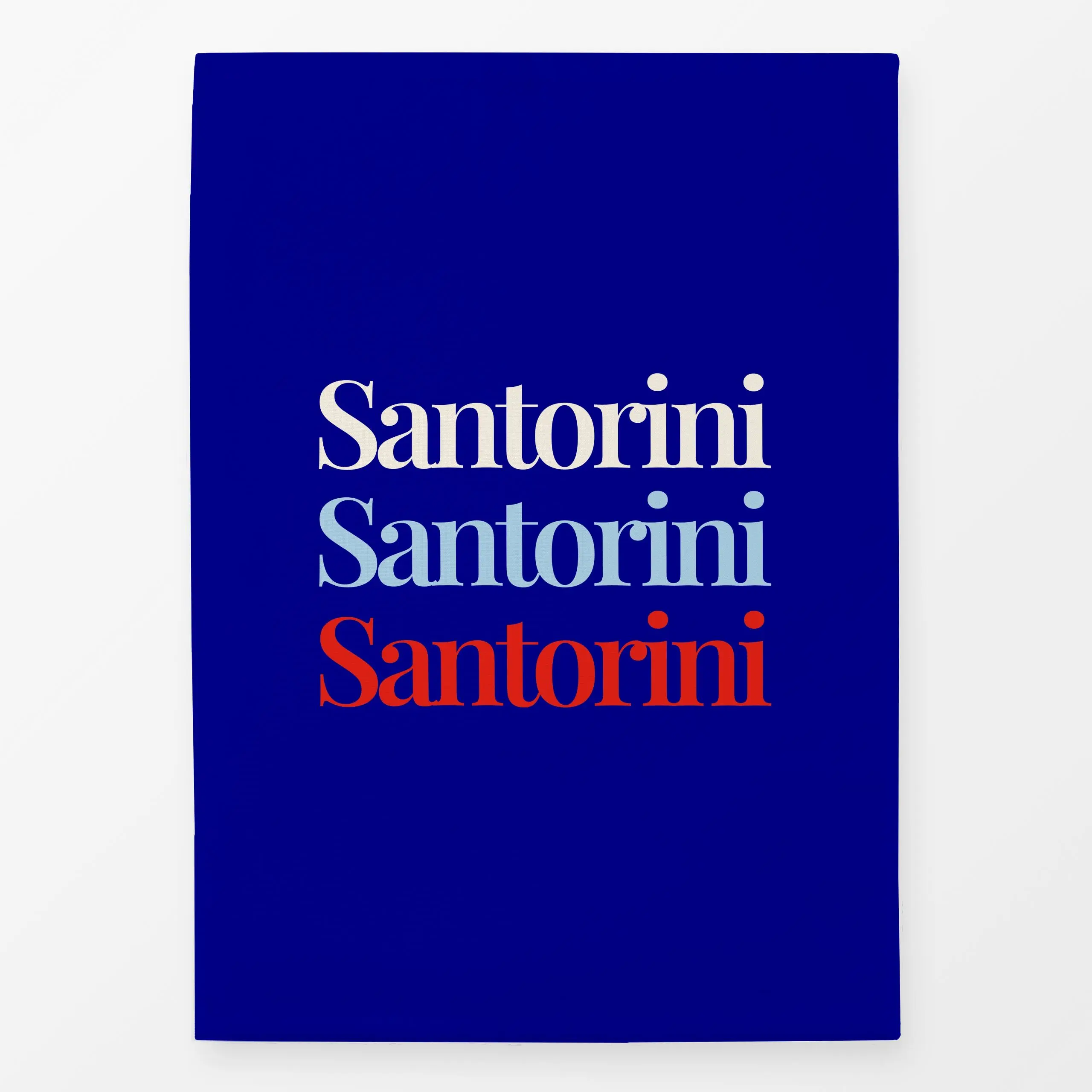 Geschirrtücher Santorini Typography - Städte & Länder, Sommer, Sprüche & Schriftzüge - von „By Anna Sienna"; Urlaub, blau, t...