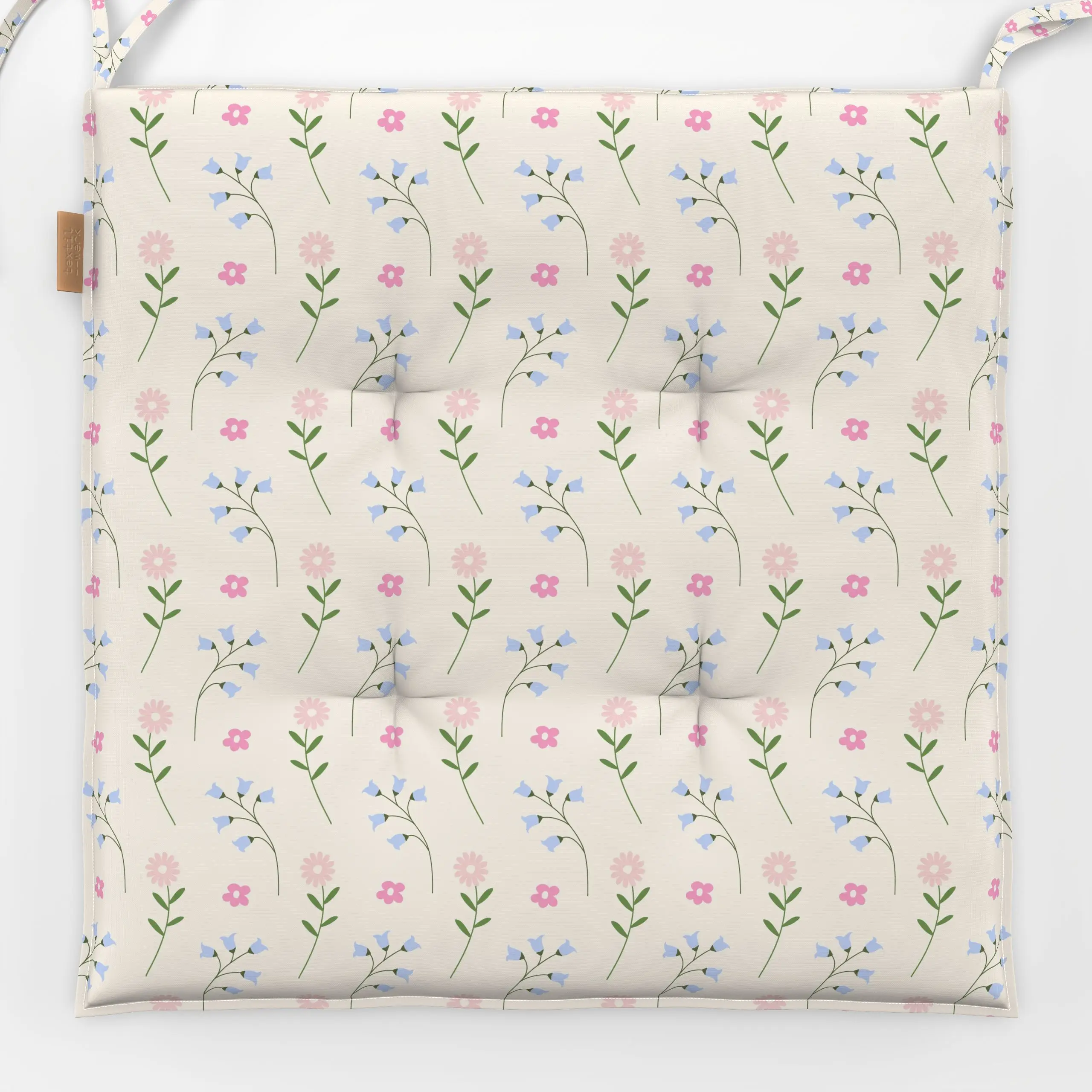 Sitzkissen Blumenmuster in Reihen - Blumen & Florales, Frühling, Pflanzen & Botanik - von „Jana Moßmann"; Wildblumen, Wiesen...