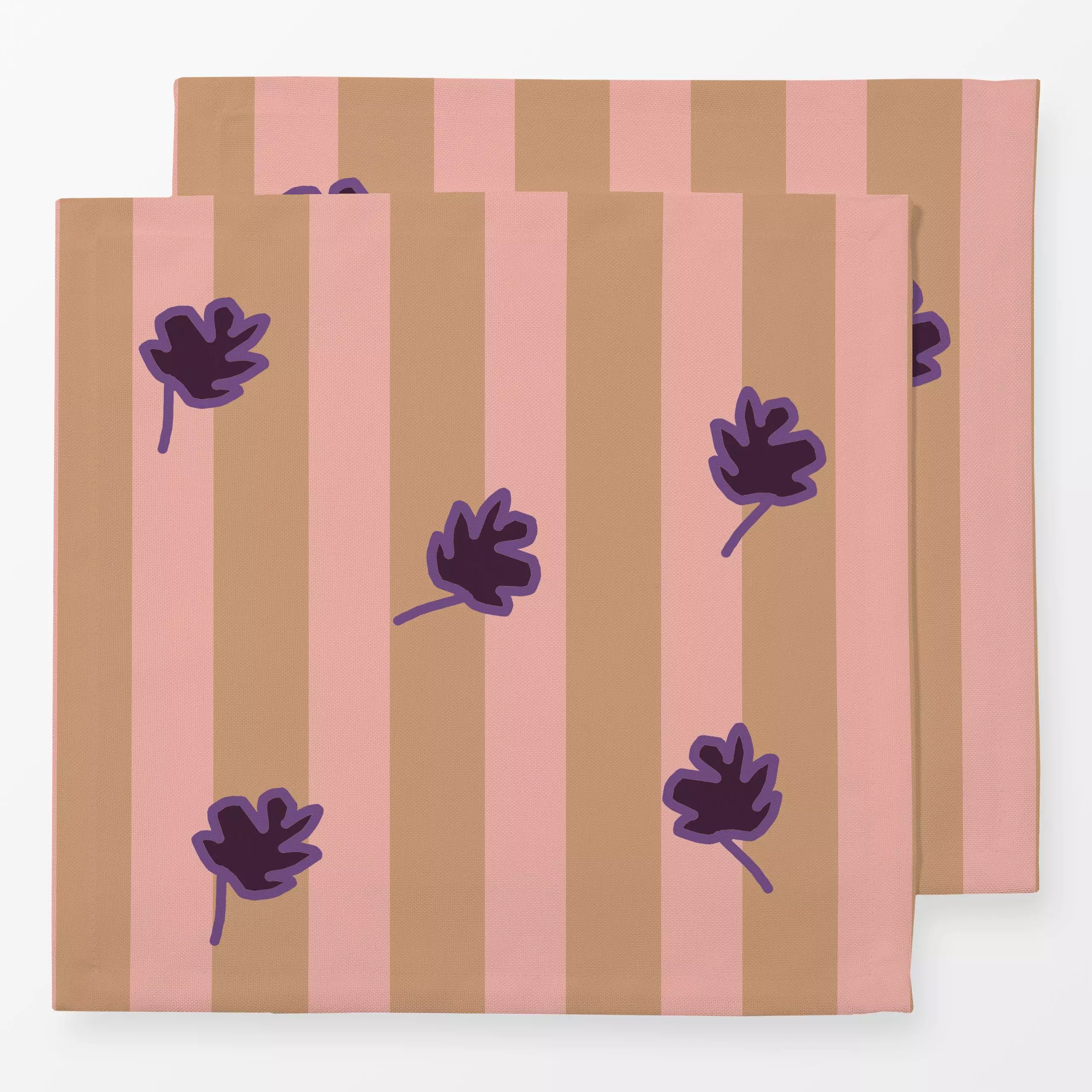 Servietten Streifen Mit Lila Blätter - Herbst, Symbole & Muster - von „Alisa Knöß"; rosa, Blätter, Herbstdeko, outdoor, hand...