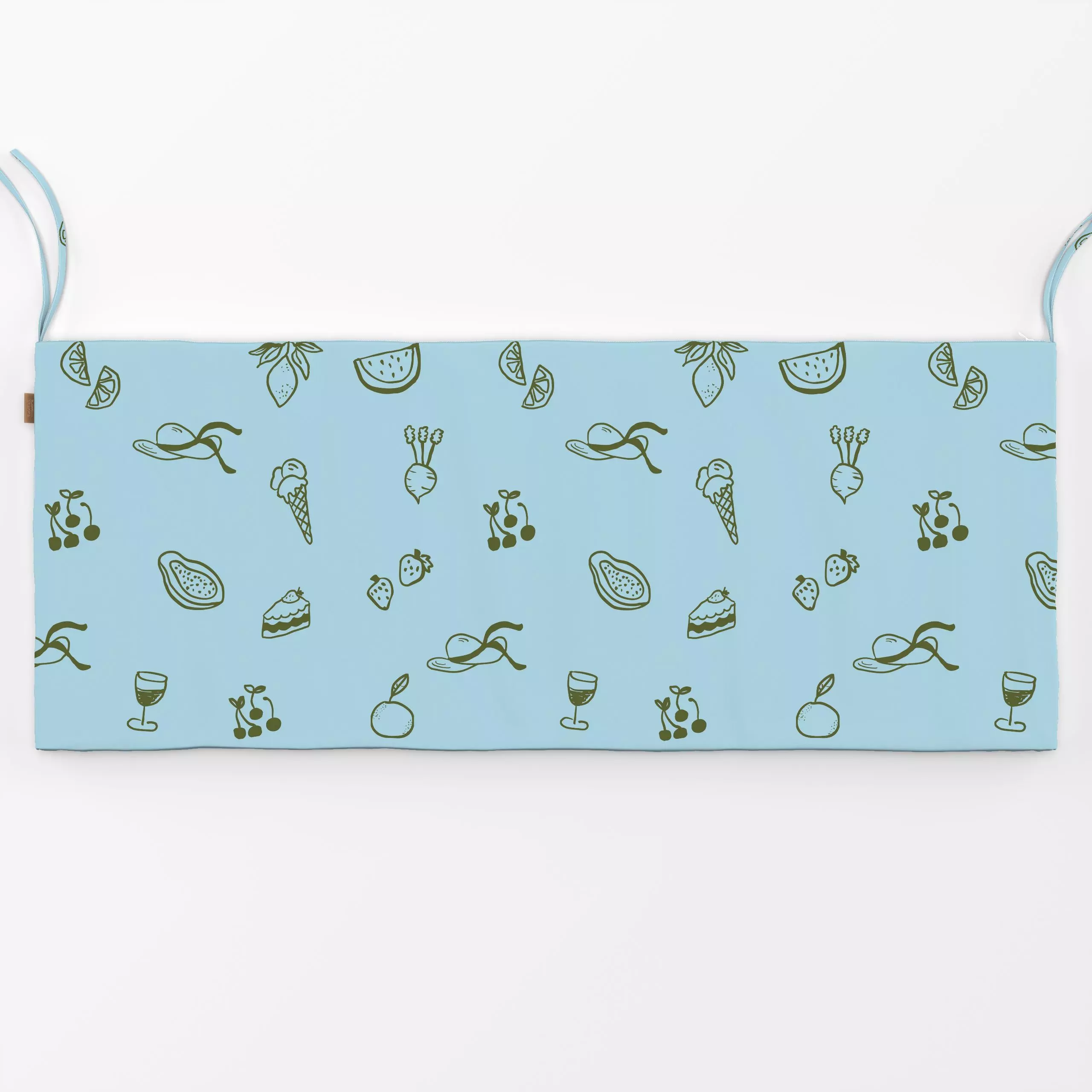 Bankauflage Fruits Picknick Pattern Blue - Sommer, Symbole & Muster, Küche, Essen & Trinken - von „textilwerk"; Muster, Illu...