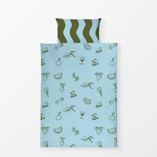 Bettwäsche Fruits Picknick Pattern Blue