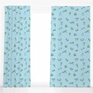 Dekovorhang Fruits Picknick Pattern Blue