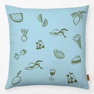 Kissen Fruits Picknick Pattern Blue
