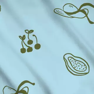 Meterware Fruits Picknick Pattern Blue